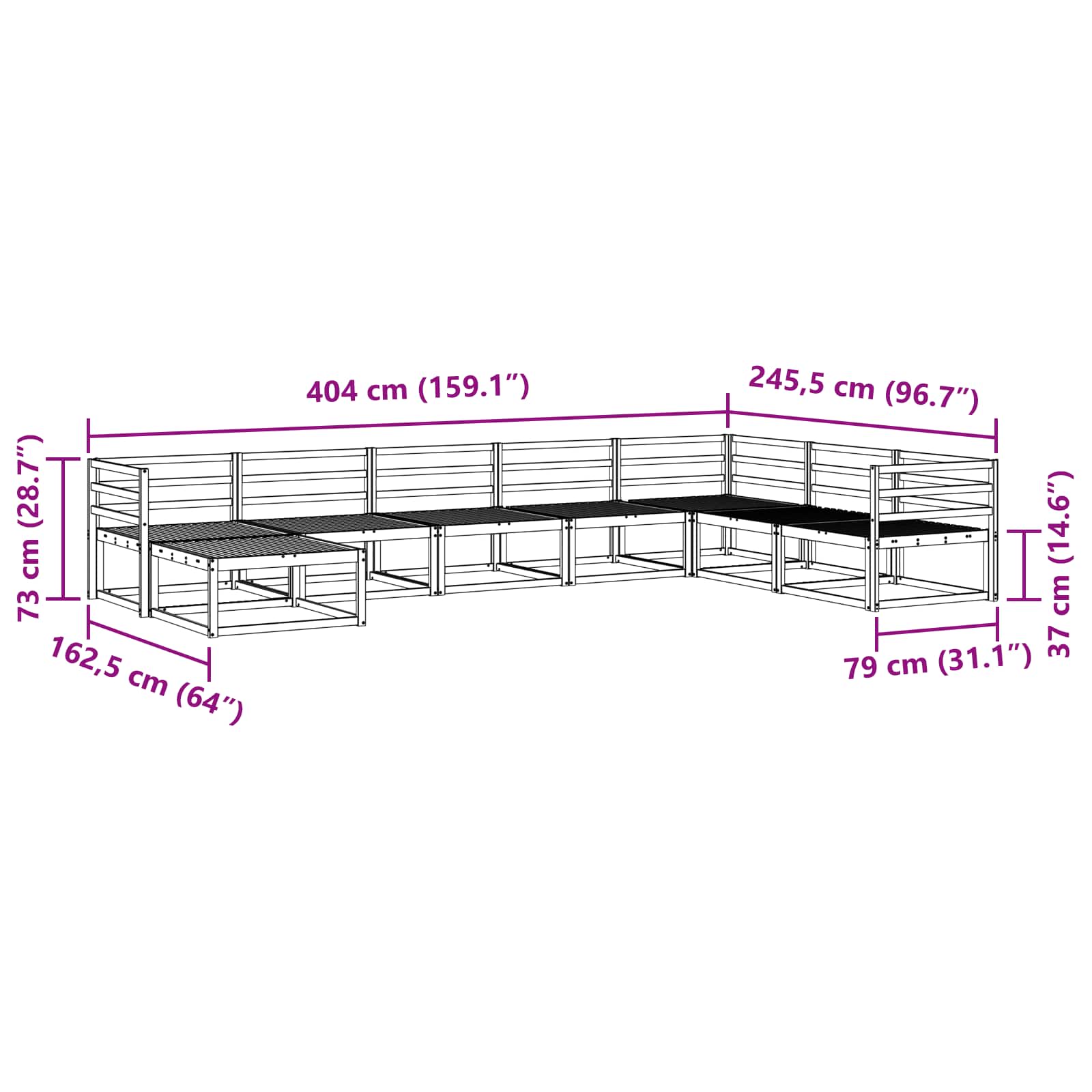 Set vanjskih sofa 8 pcs Bijela Čvrsto drvo akacije
