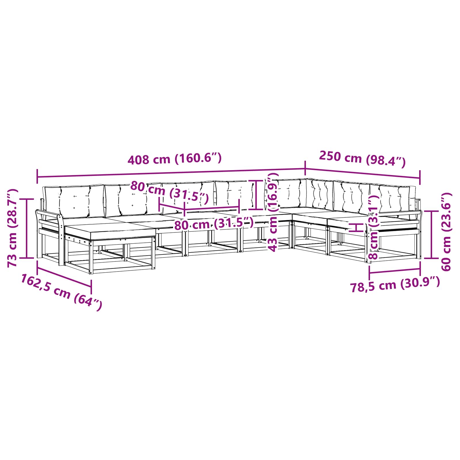Set vanjskih sofa 8 pcs Bijela i antracit