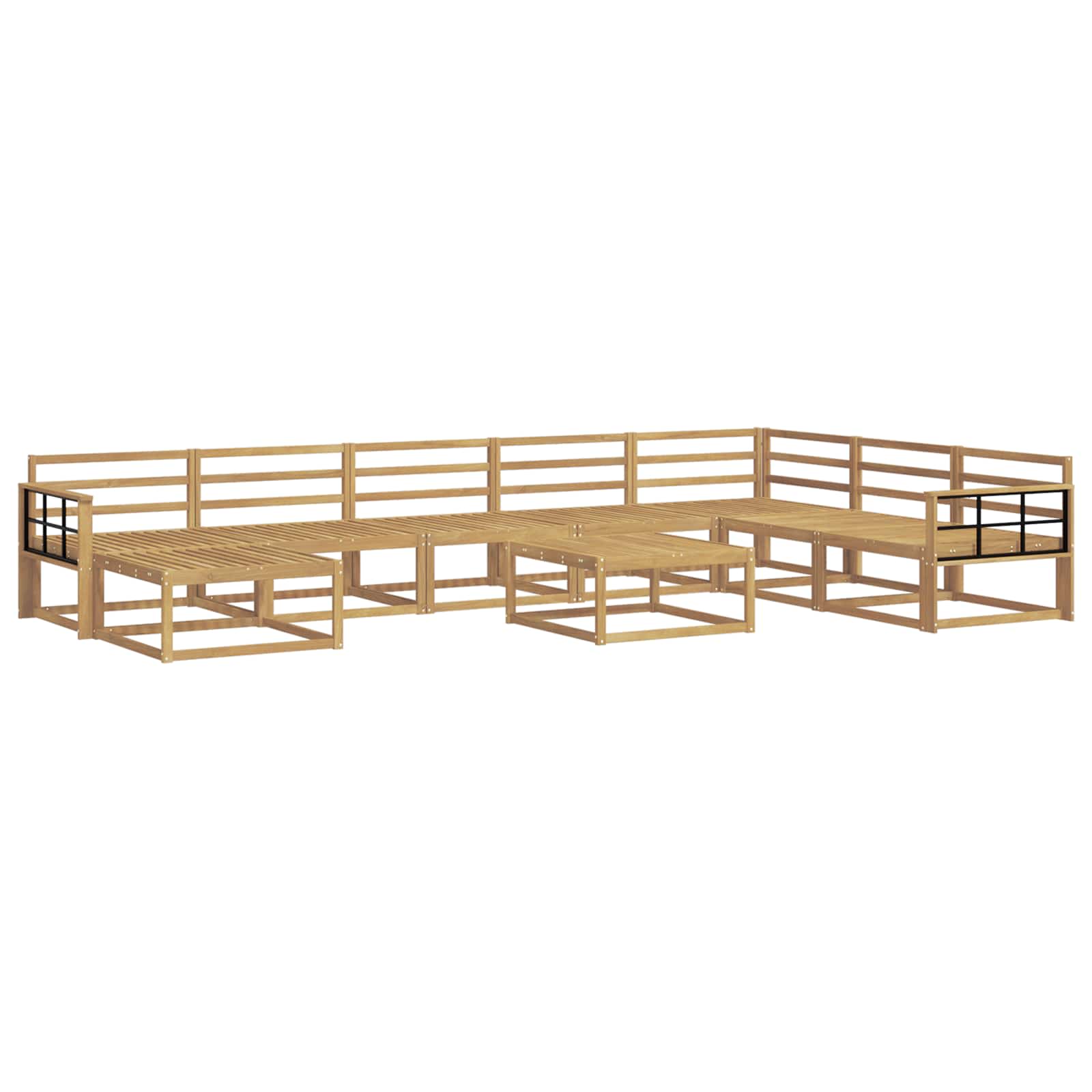 Set vanjskih sofa 9 pcs Bijela Čvrsto drvo akacije