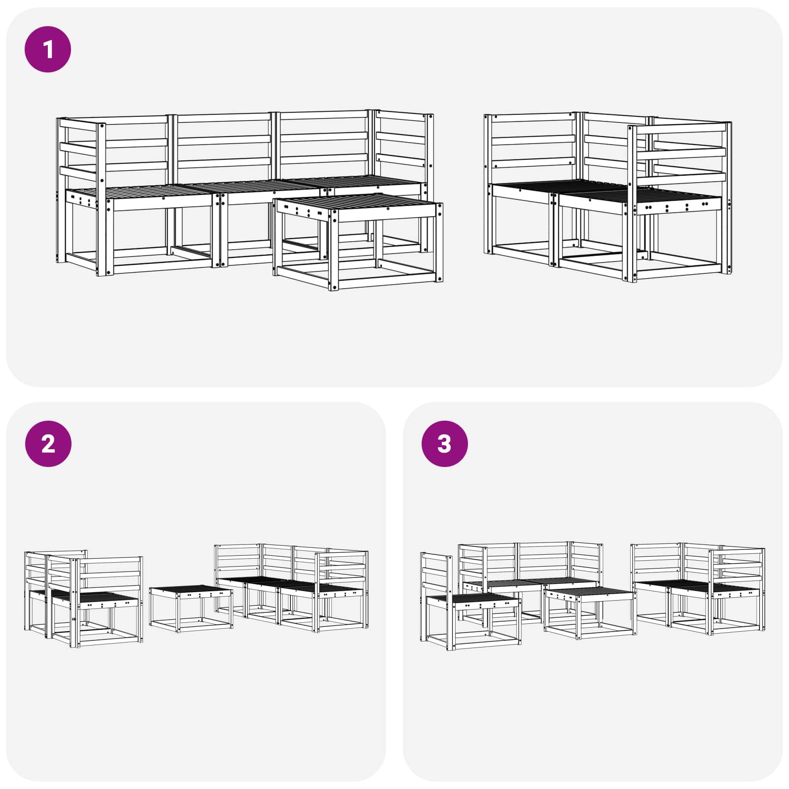 Set vanjskih sofa 6 pcs Bijela 59 x 59 x 37 cm