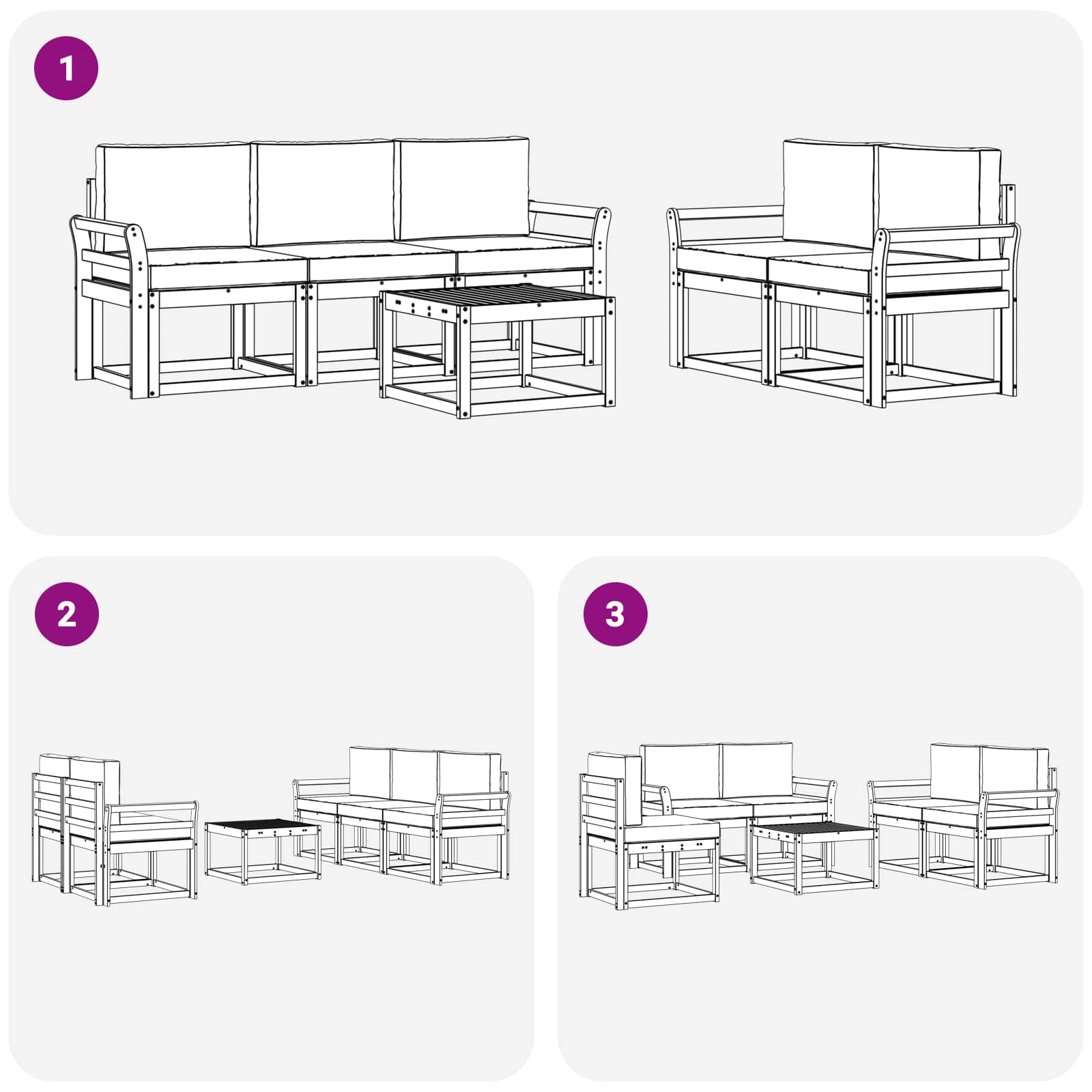 Set vanjskih sofa 6 pcs Bijela 59 x 59 x 37 cm