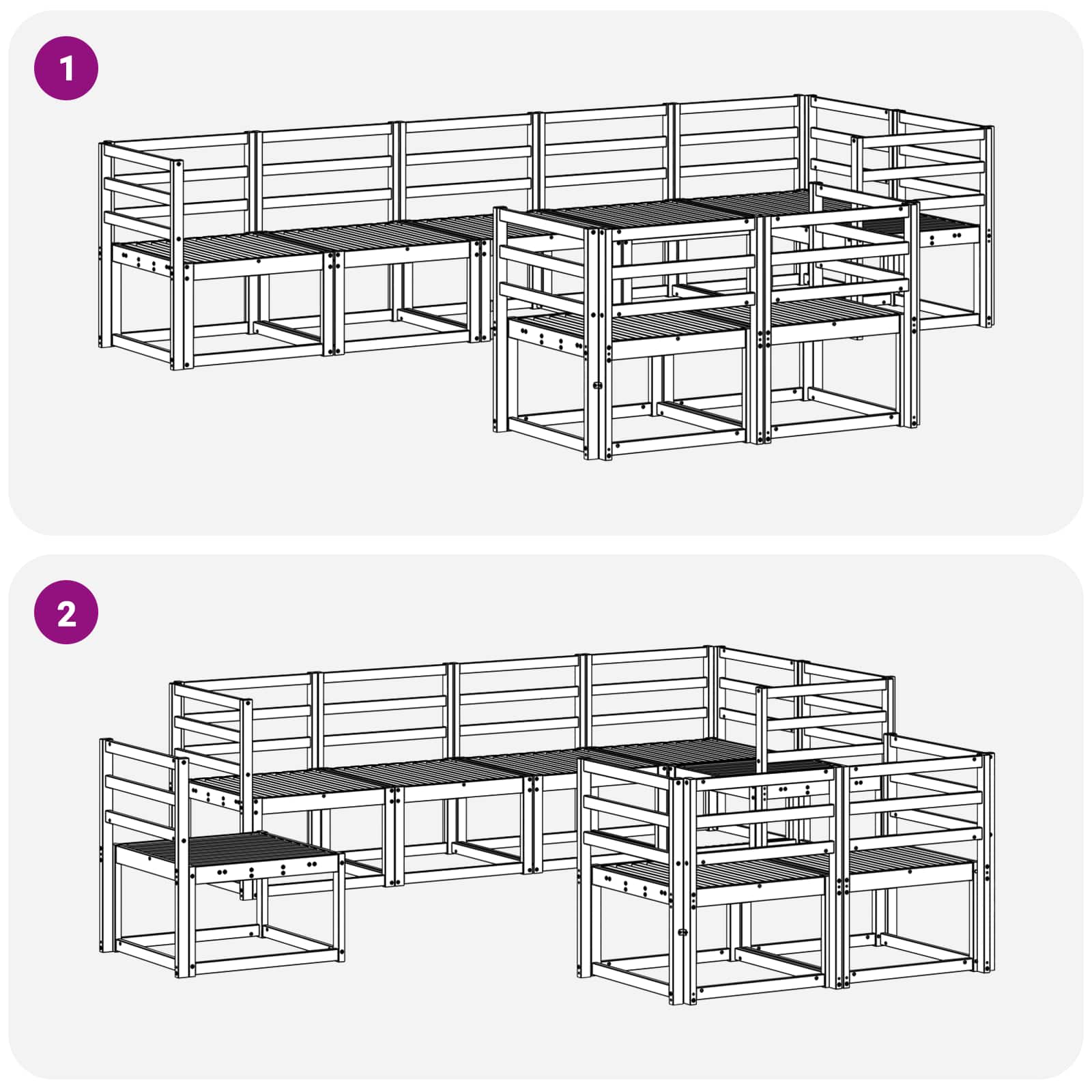 Set vanjskih sofa 8 pcs Bijela Čvrsto drvo akacije