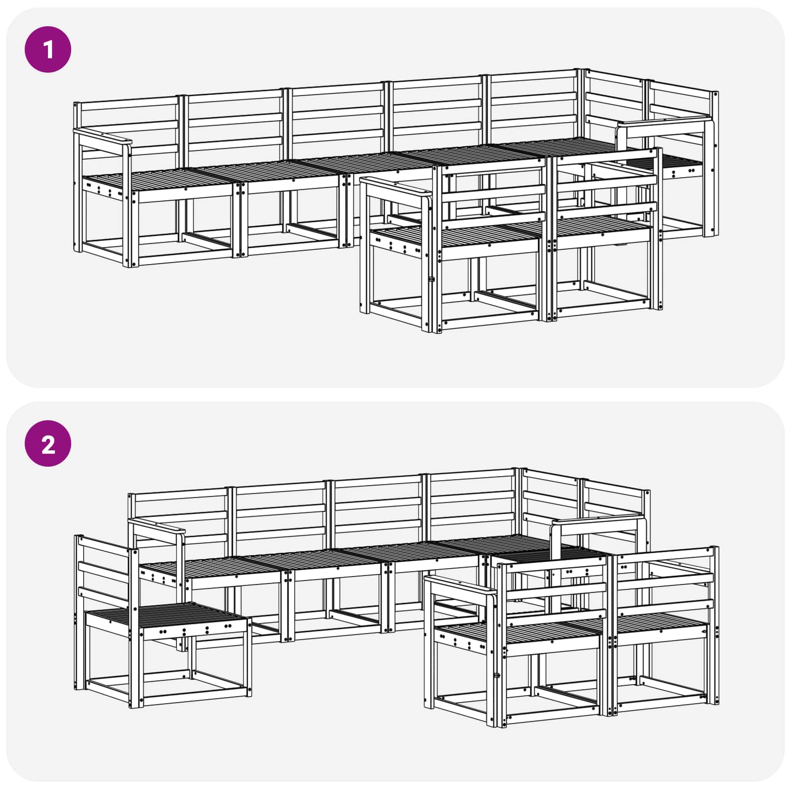 Set vanjskih sofa 8 pcs Bijela Čvrsto drvo akacije