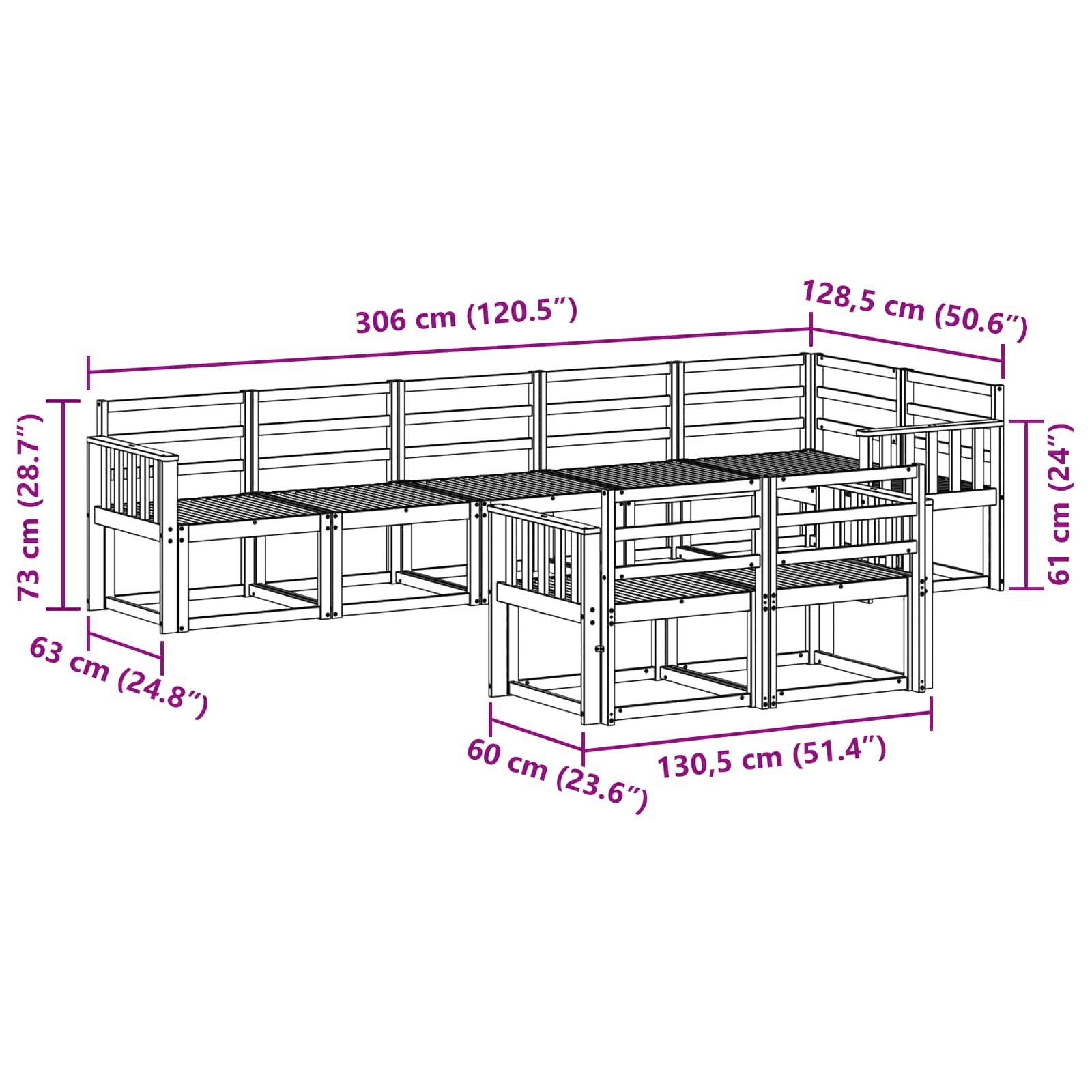 Set vanjskih sofa 8 pcs Bijela Čvrsto drvo akacije