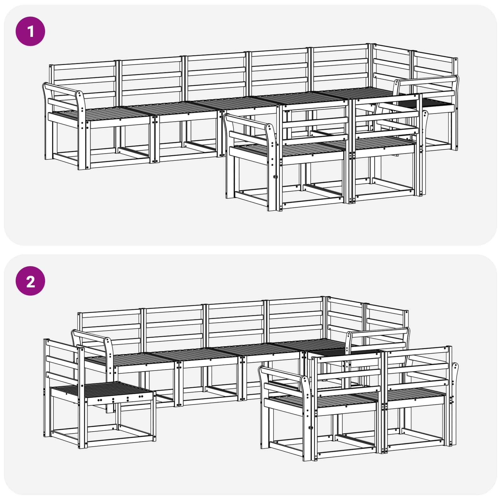 Set vanjskih sofa 8 pcs Bijela Čvrsto drvo akacije