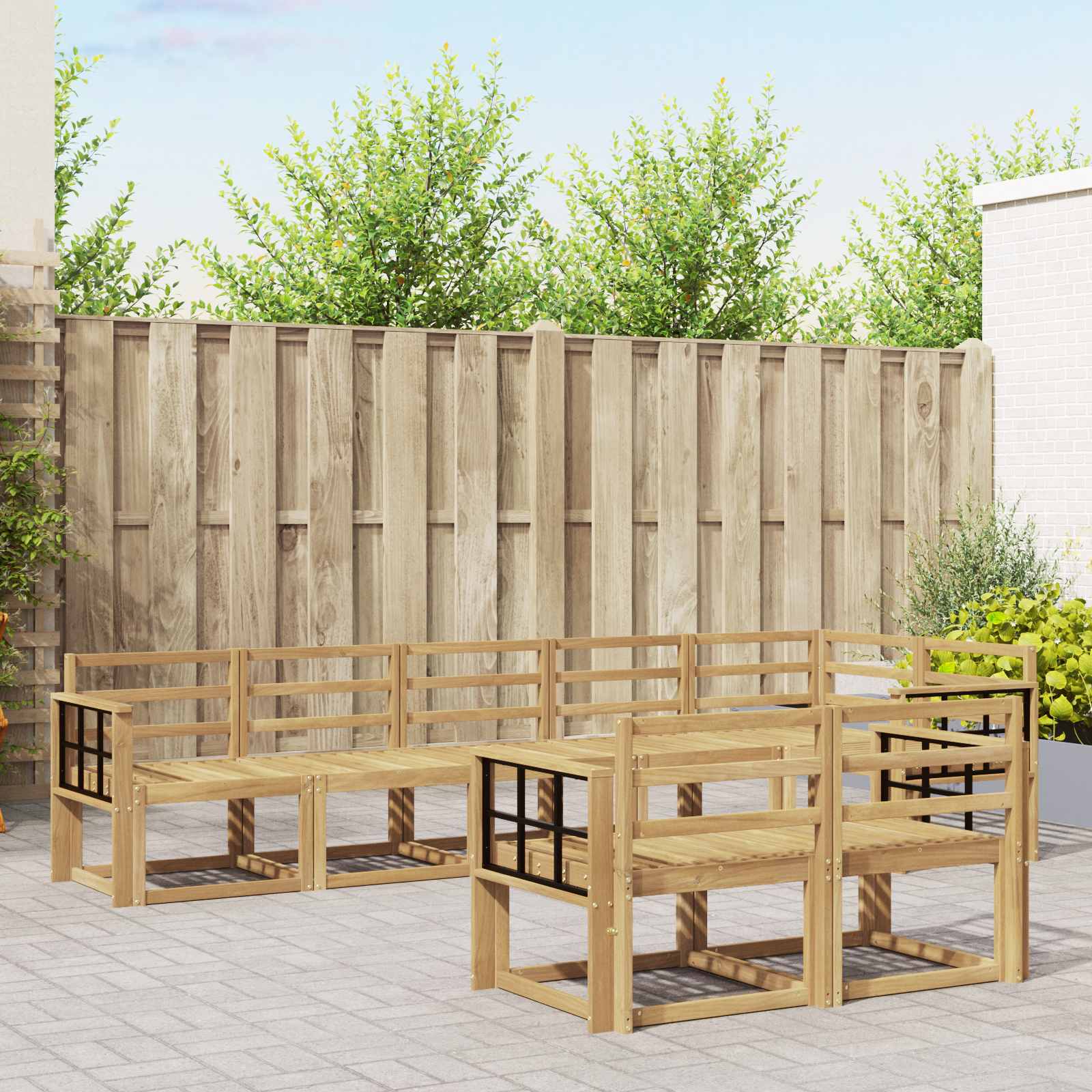 Set vanjskih sofa 8 pcs Bijela Čvrsto drvo akacije