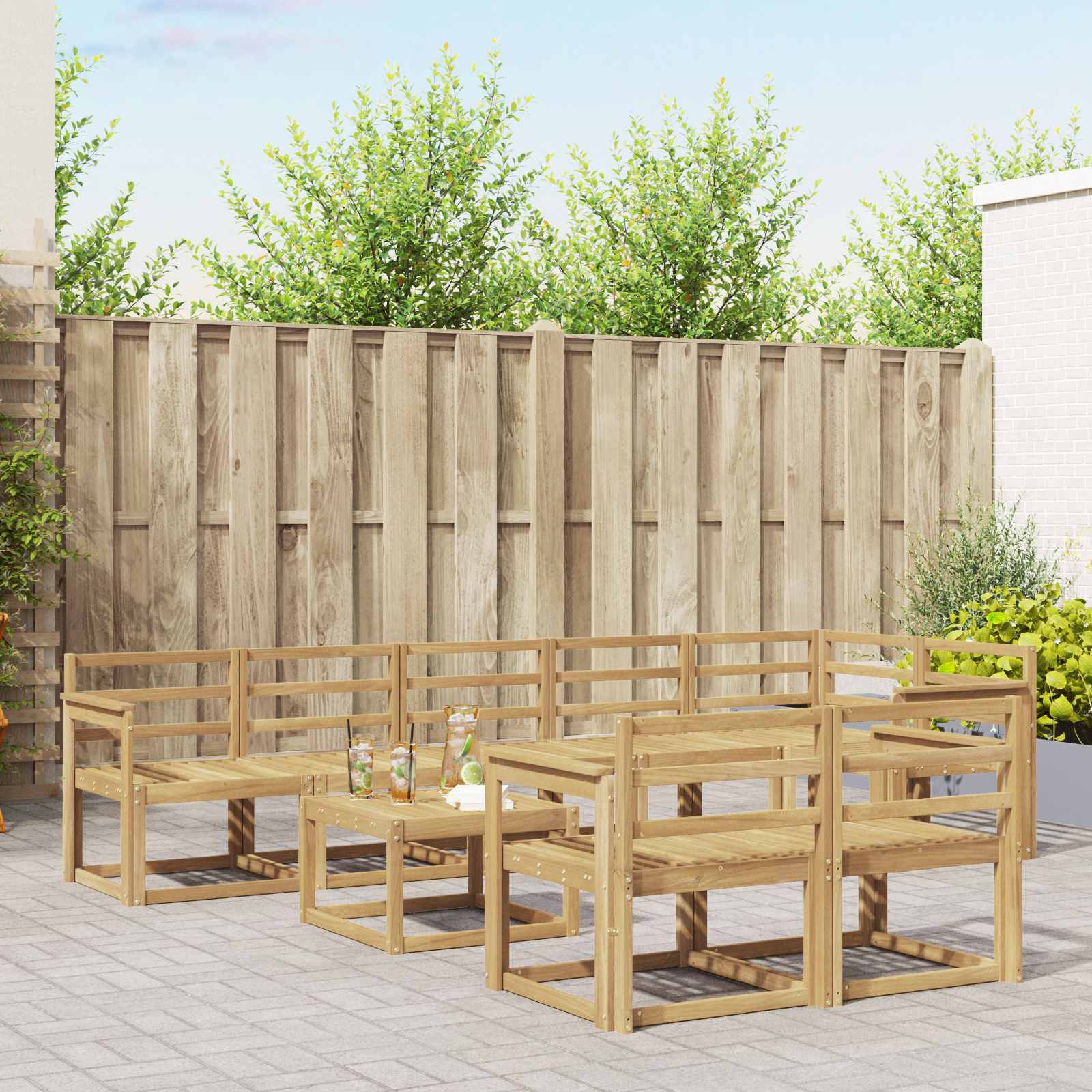 Set vanjskih sofa 9 pcs Bijela Čvrsto drvo akacije