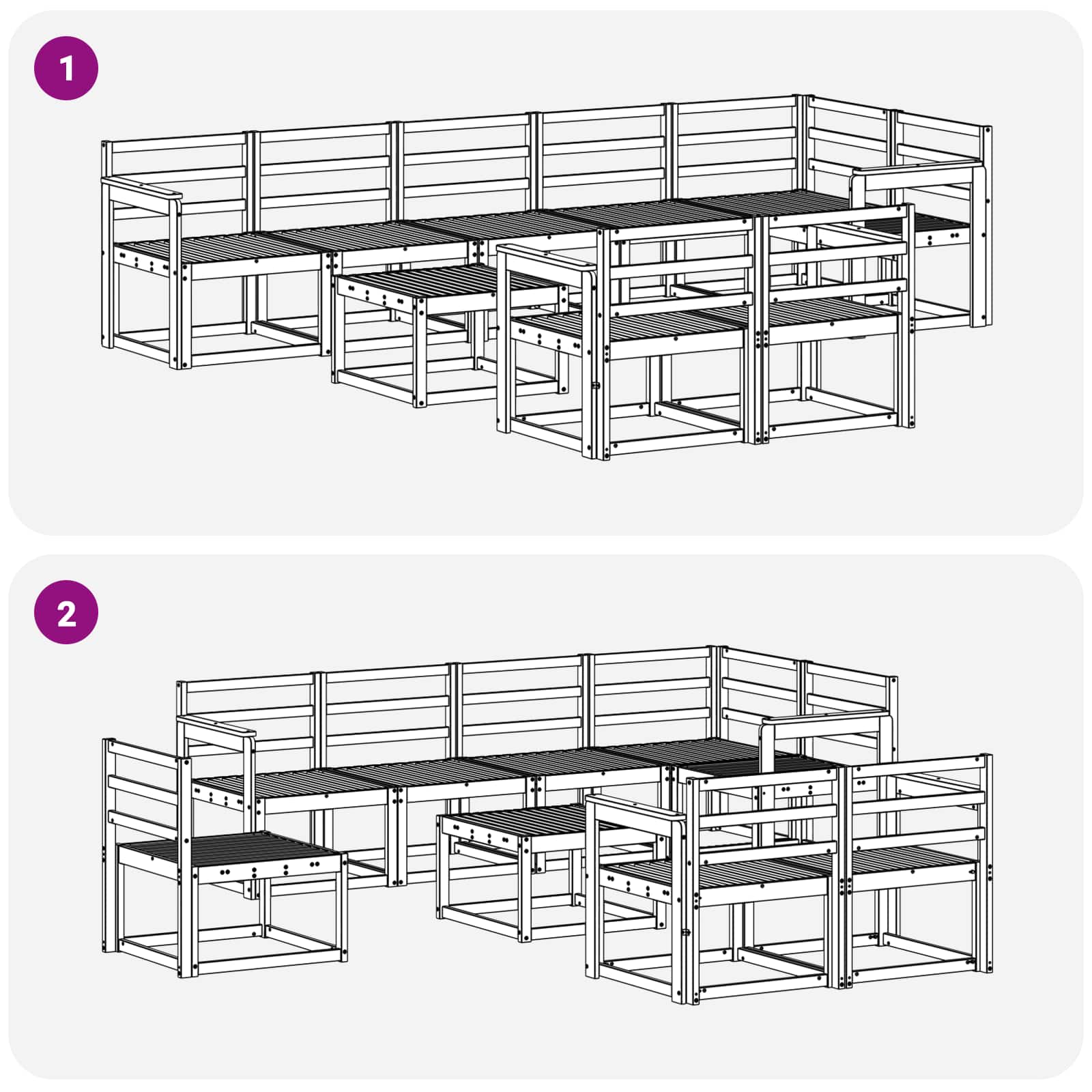 Set vanjskih sofa 9 pcs Bijela Čvrsto drvo akacije