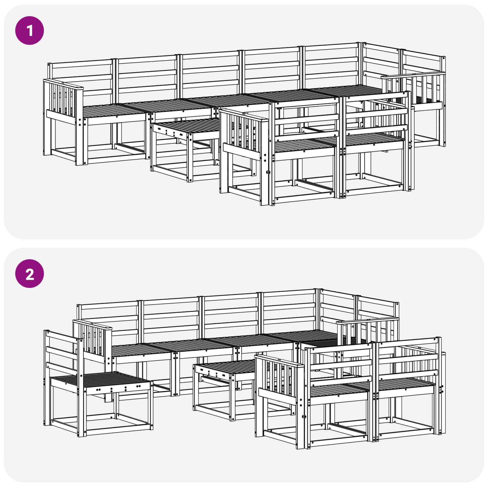 Set vanjskih sofa 9 pcs Bijela Čvrsto drvo akacije