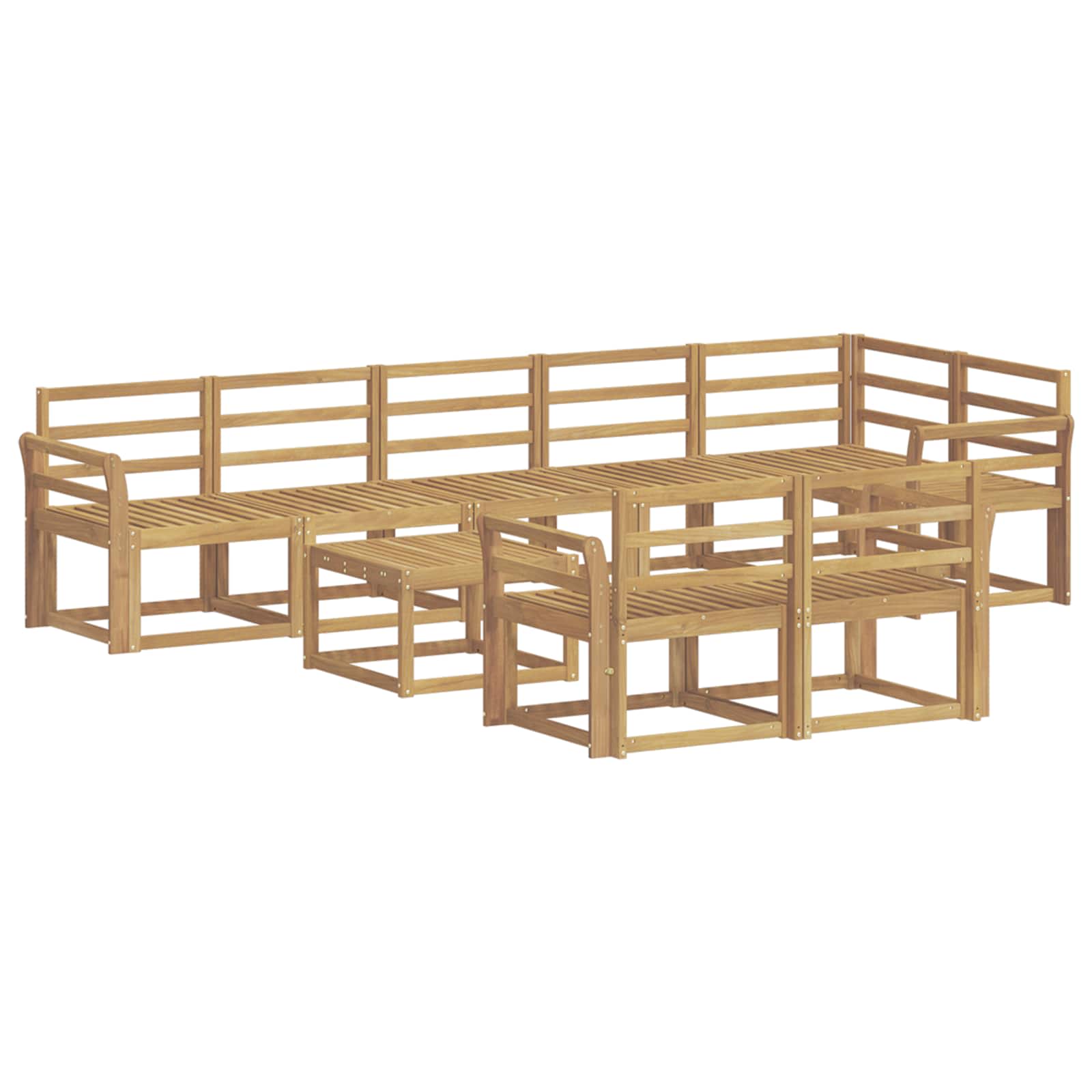 Set vanjskih sofa 9 pcs Bijela Čvrsto drvo akacije