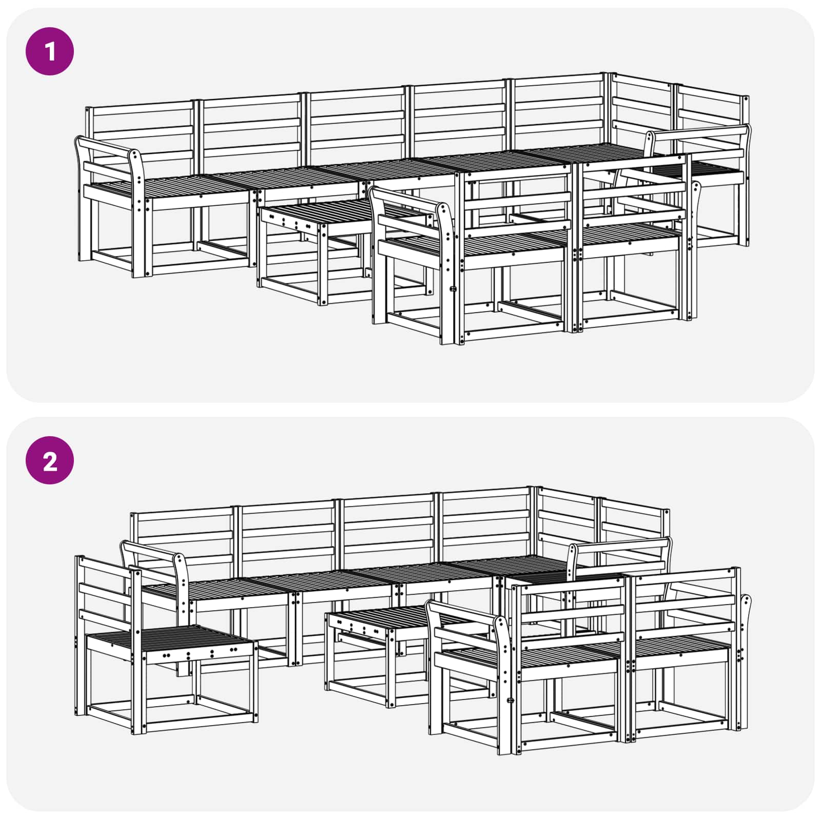 Set vanjskih sofa 9 pcs Bijela Čvrsto drvo akacije