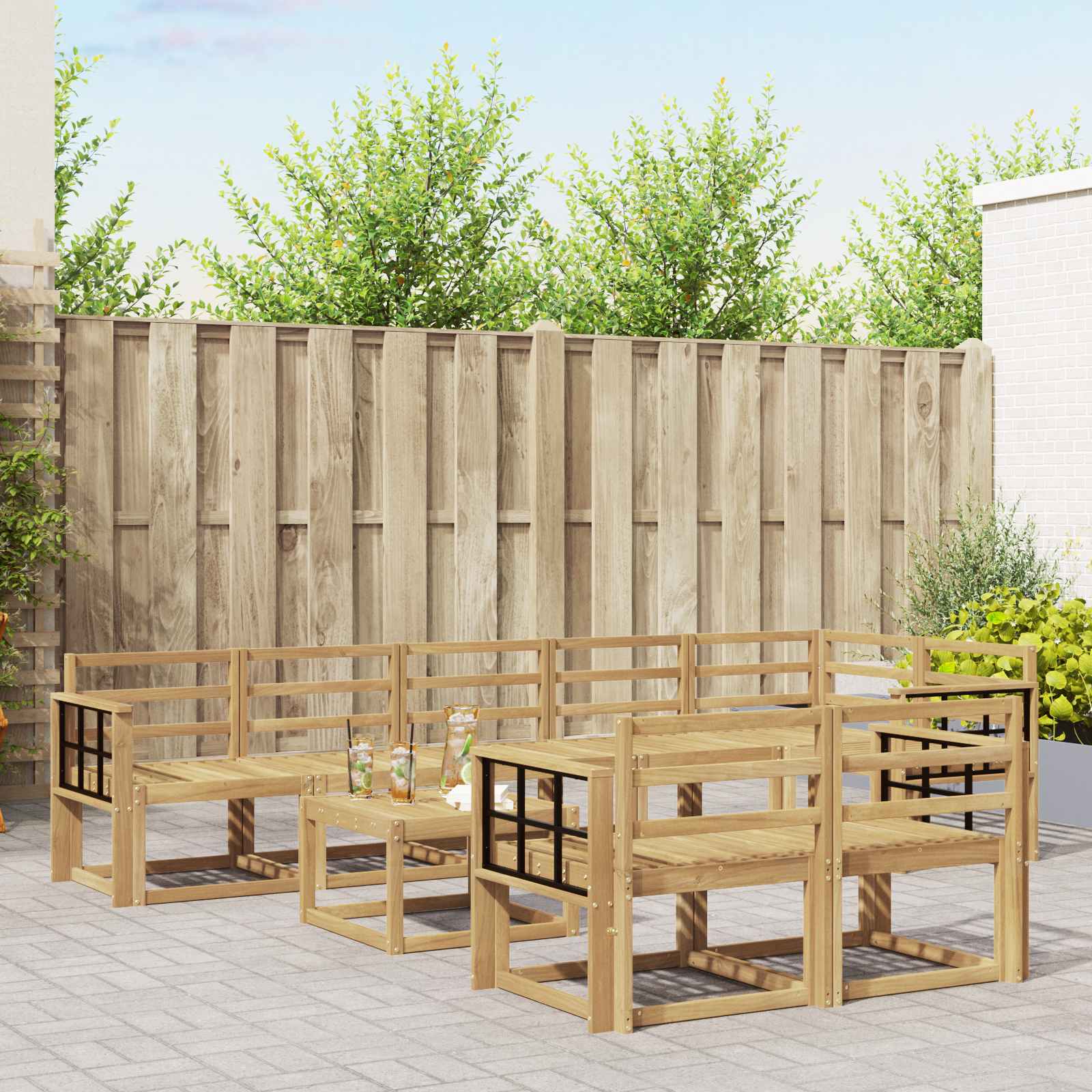 Set vanjskih sofa 9 pcs Bijela Čvrsto drvo akacije