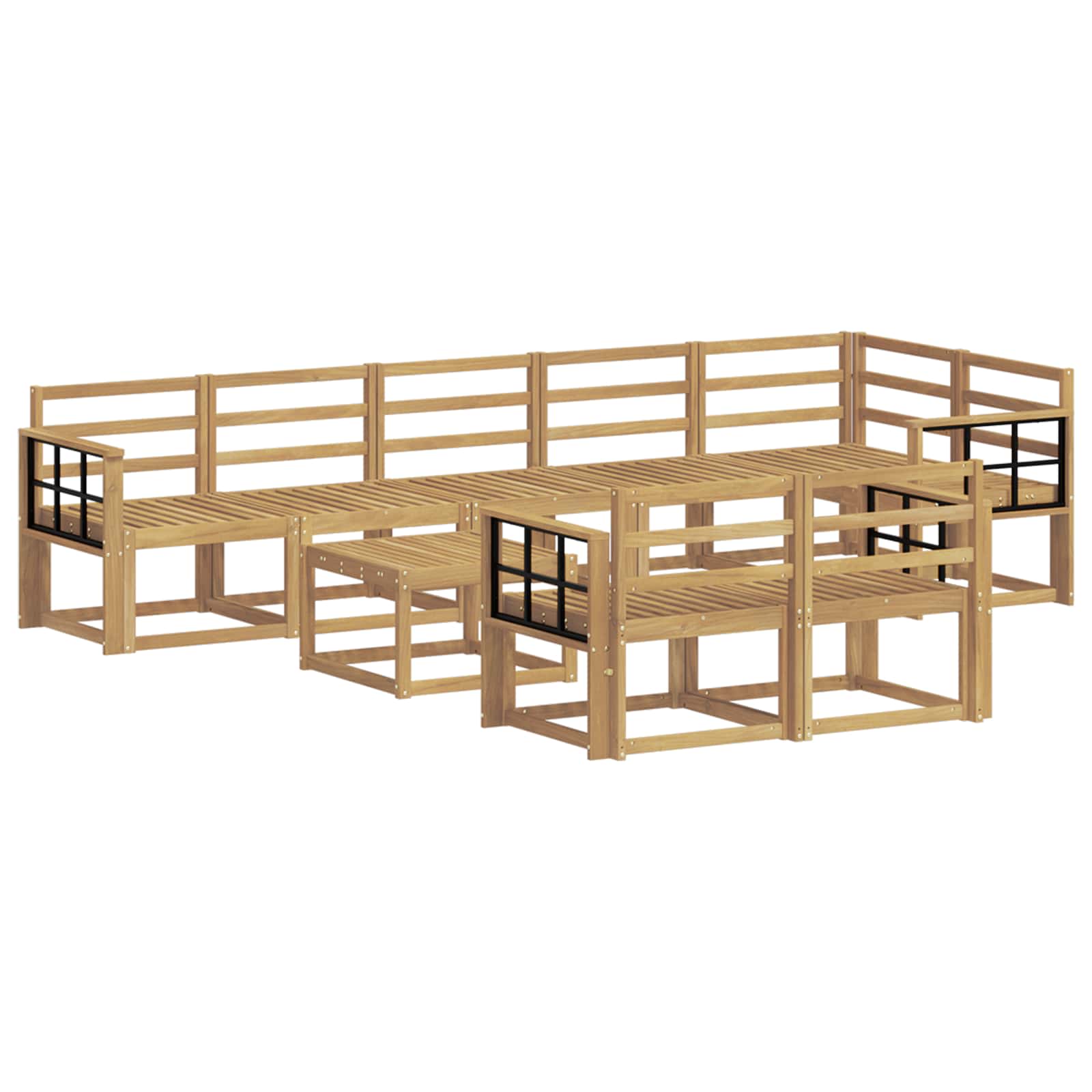 Set vanjskih sofa 9 pcs Bijela Čvrsto drvo akacije