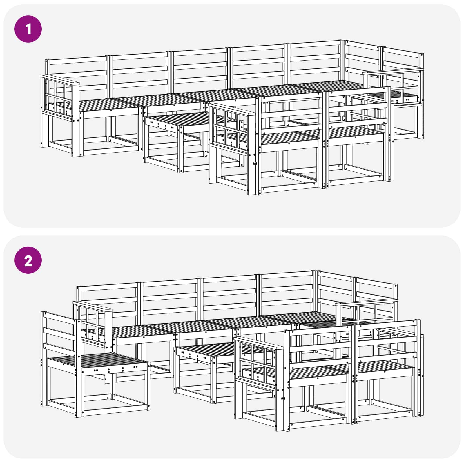Set vanjskih sofa 9 pcs Bijela Čvrsto drvo akacije