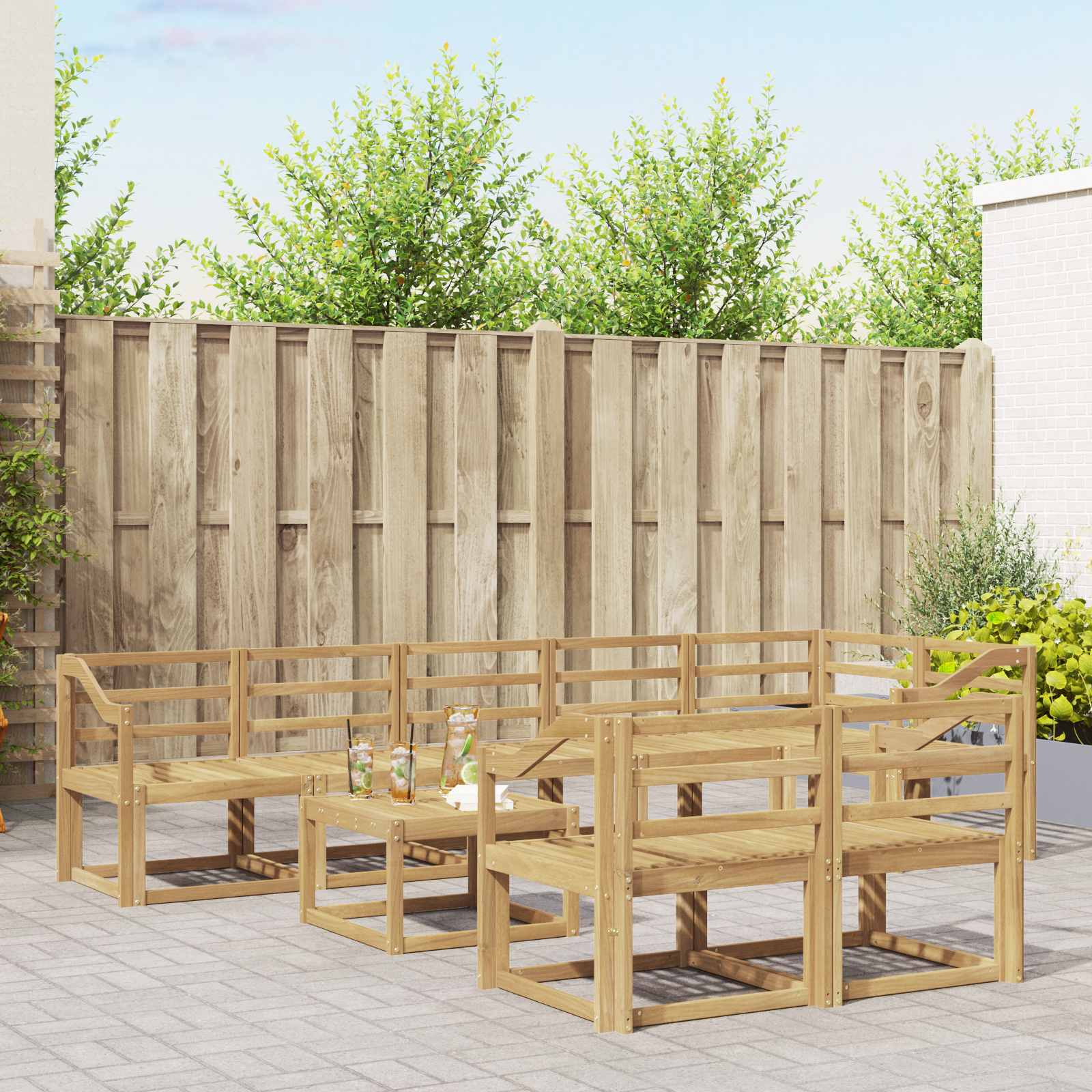 Set vanjskih sofa 9 pcs Bijela Čvrsto drvo akacije