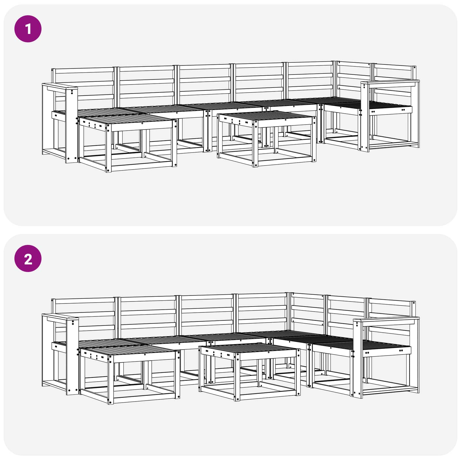Set vanjskih sofa 8 pcs Bijela Čvrsto drvo akacije