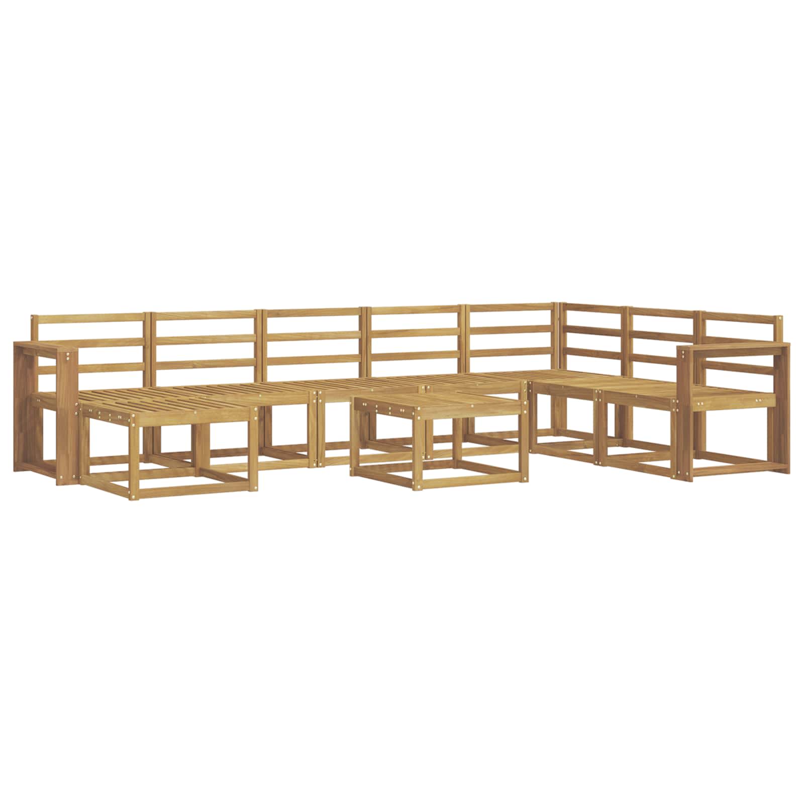 Set vanjskih sofa 9 pcs Bijela Čvrsto drvo akacije