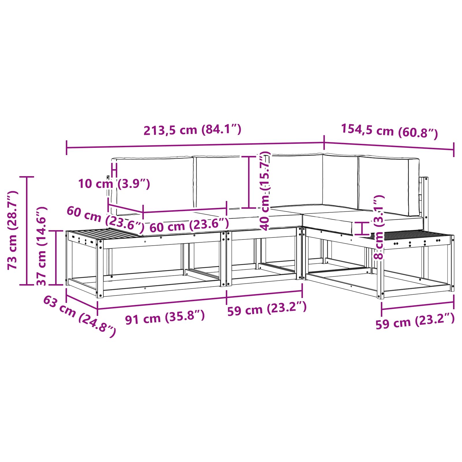Set vanjskih sofa 3 Komad Bijela i svjetlosiva Poliester