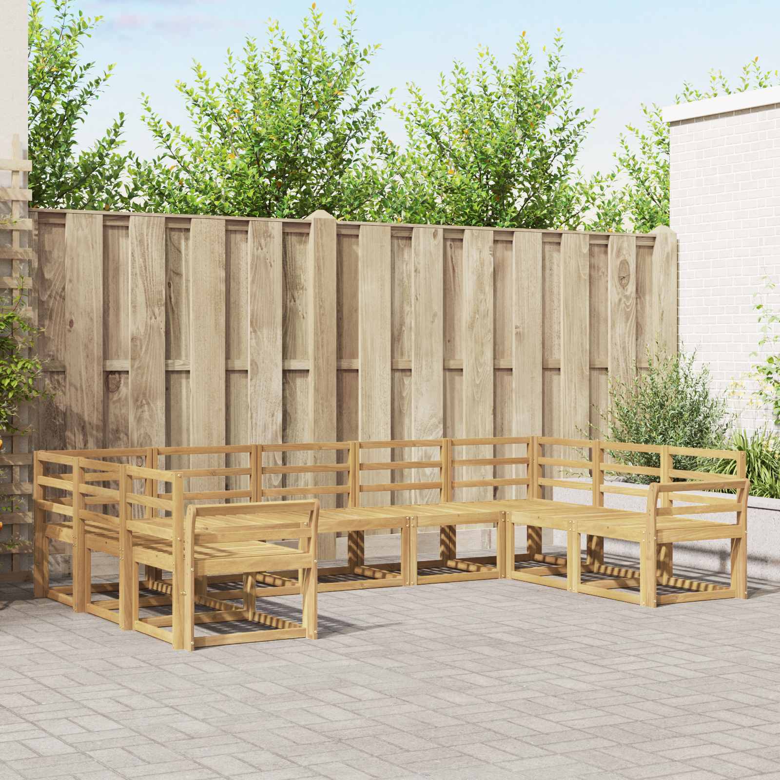 Set vanjskih sofa 9 pcs Bijela Čvrsto drvo akacije