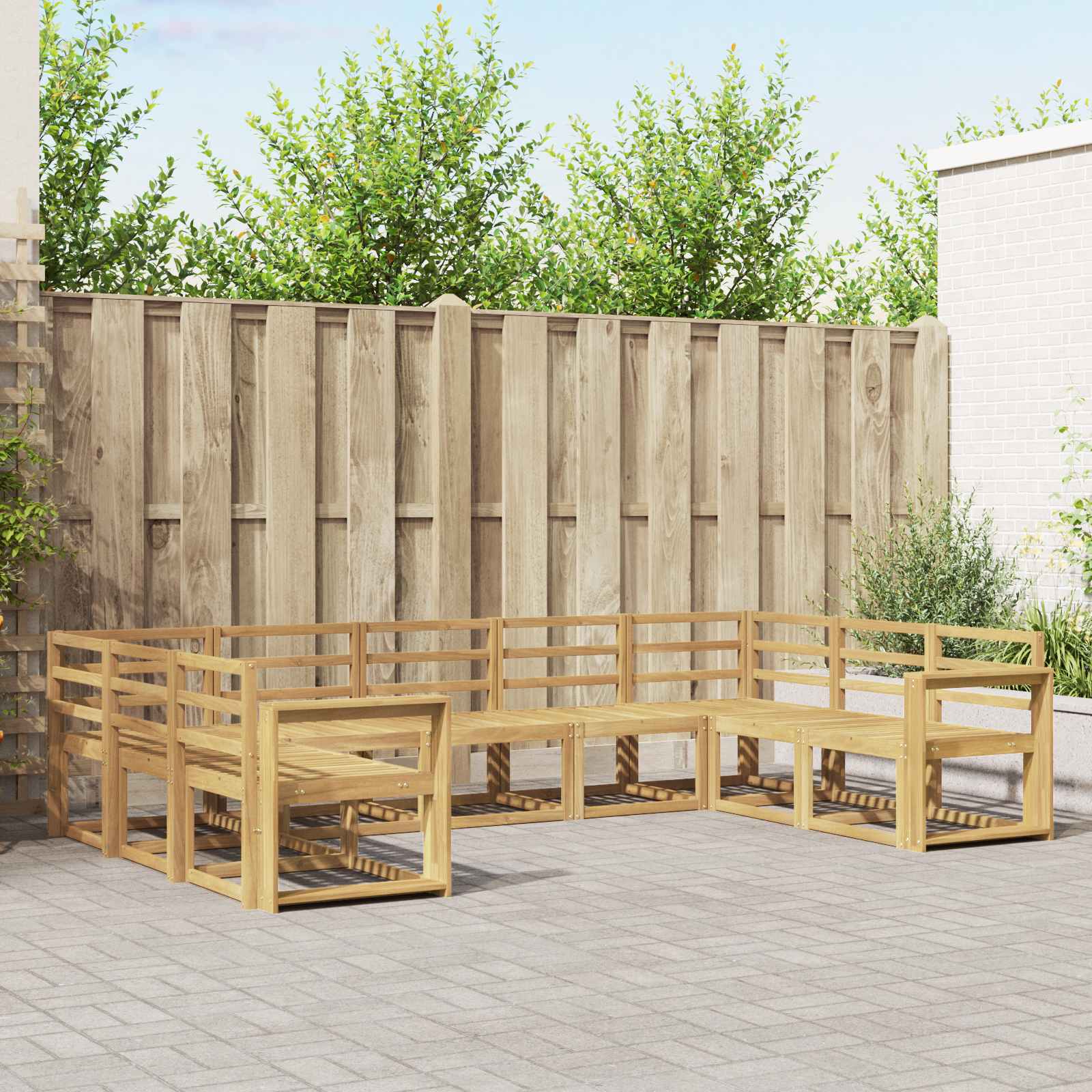 Set vanjskih sofa 9 pcs Bijela Čvrsto drvo akacije