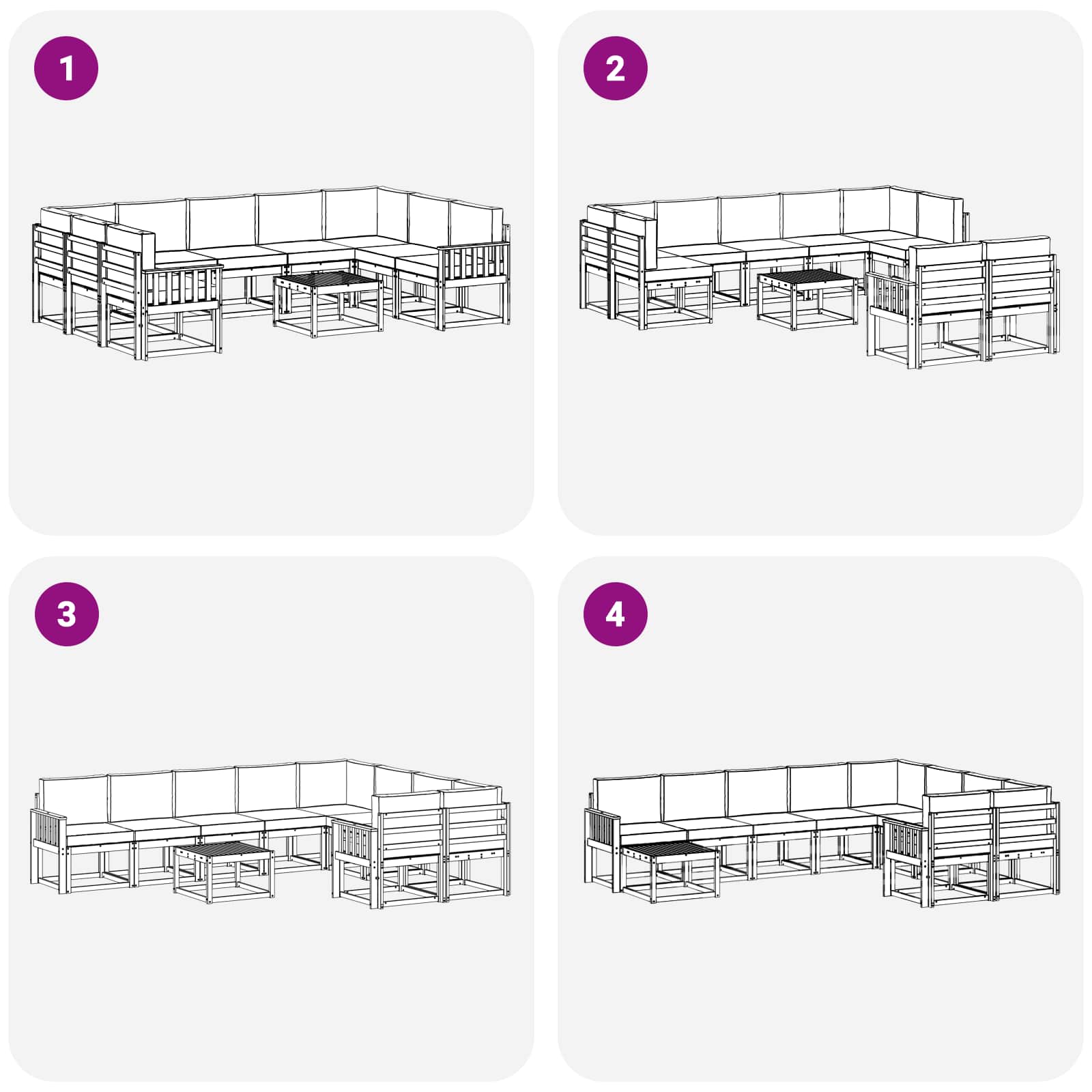Set vanjskih sofa 10 pcs Bijela i bež 59 x 59 x 37 cm Poliester