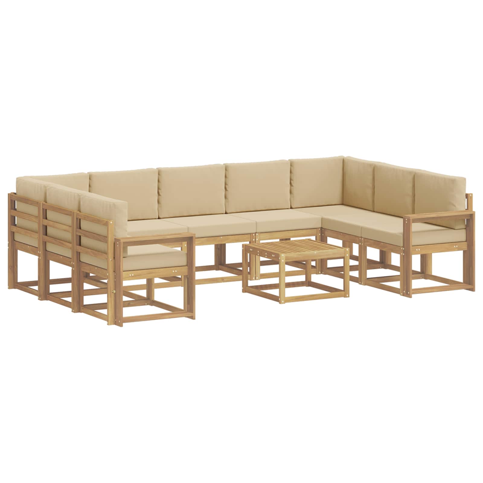 Set vanjskih sofa 10 pcs Bijela i bež 59 x 59 x 37 cm Poliester