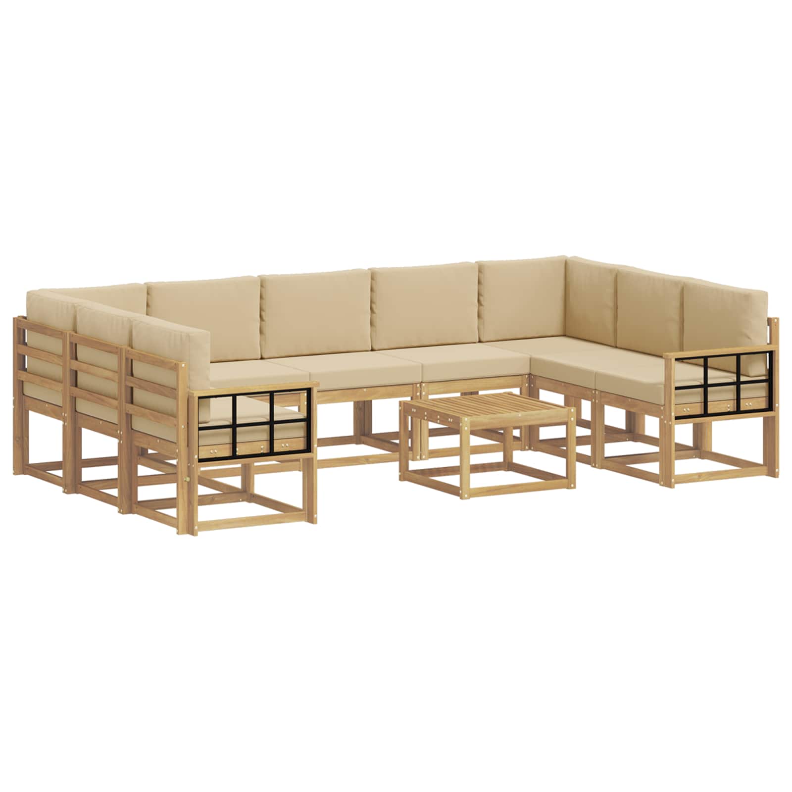Set vanjskih sofa 10 pcs Bijela i bež 59 x 59 x 37 cm Poliester