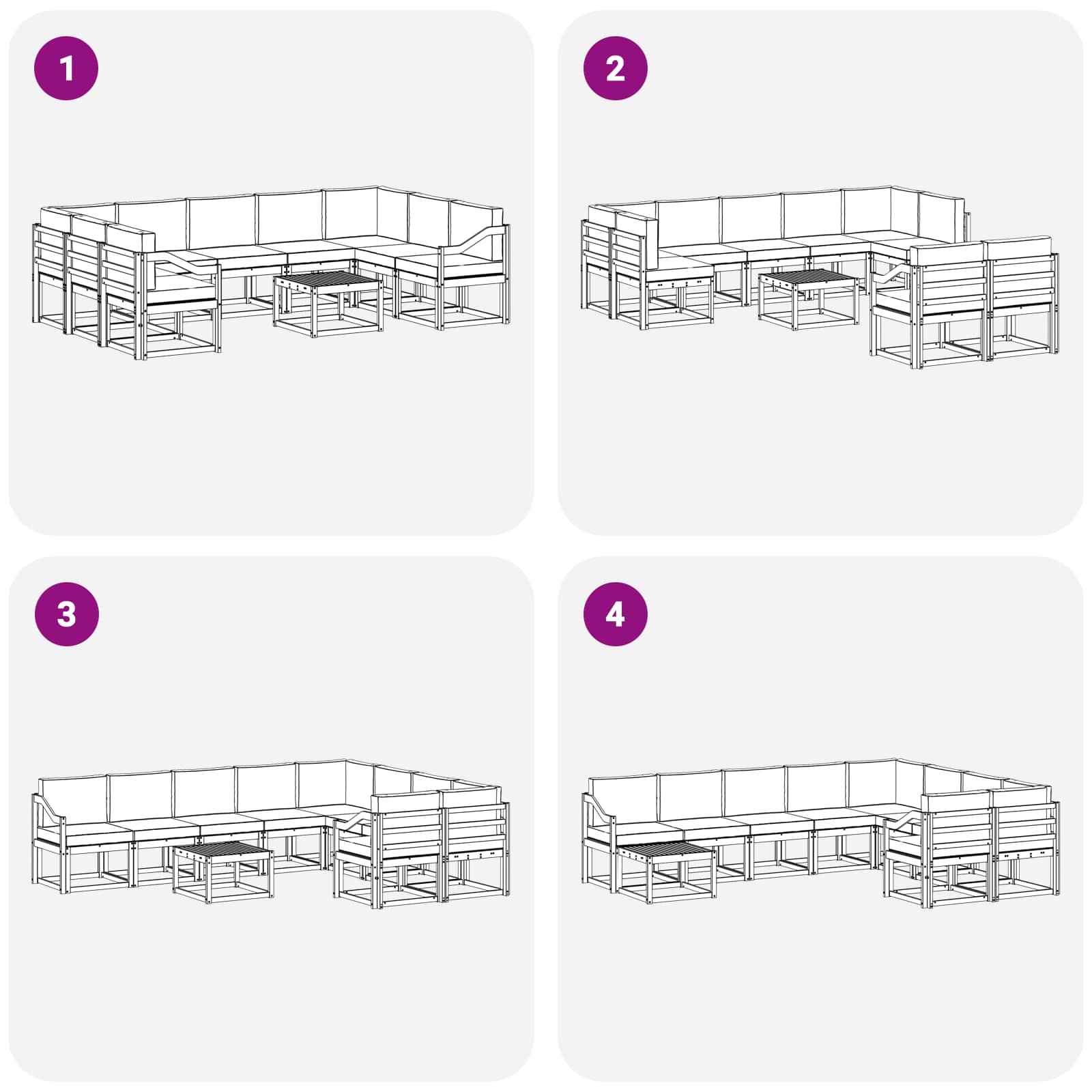 Set vanjskih sofa 10 pcs Bijela i bež 59 x 59 x 37 cm Poliester