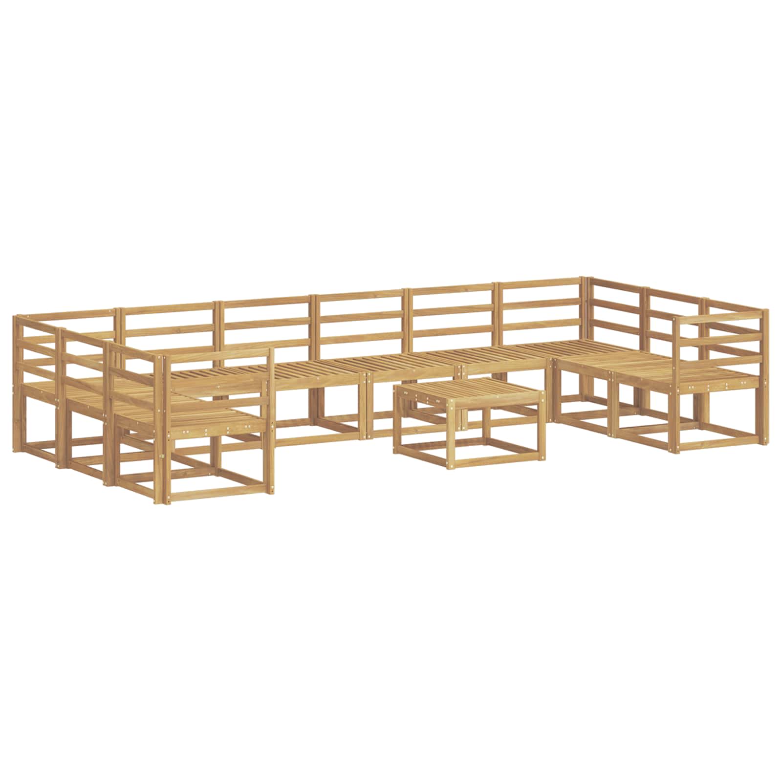Set vanjskih sofa 11 pcs Bijela Čvrsto drvo akacije