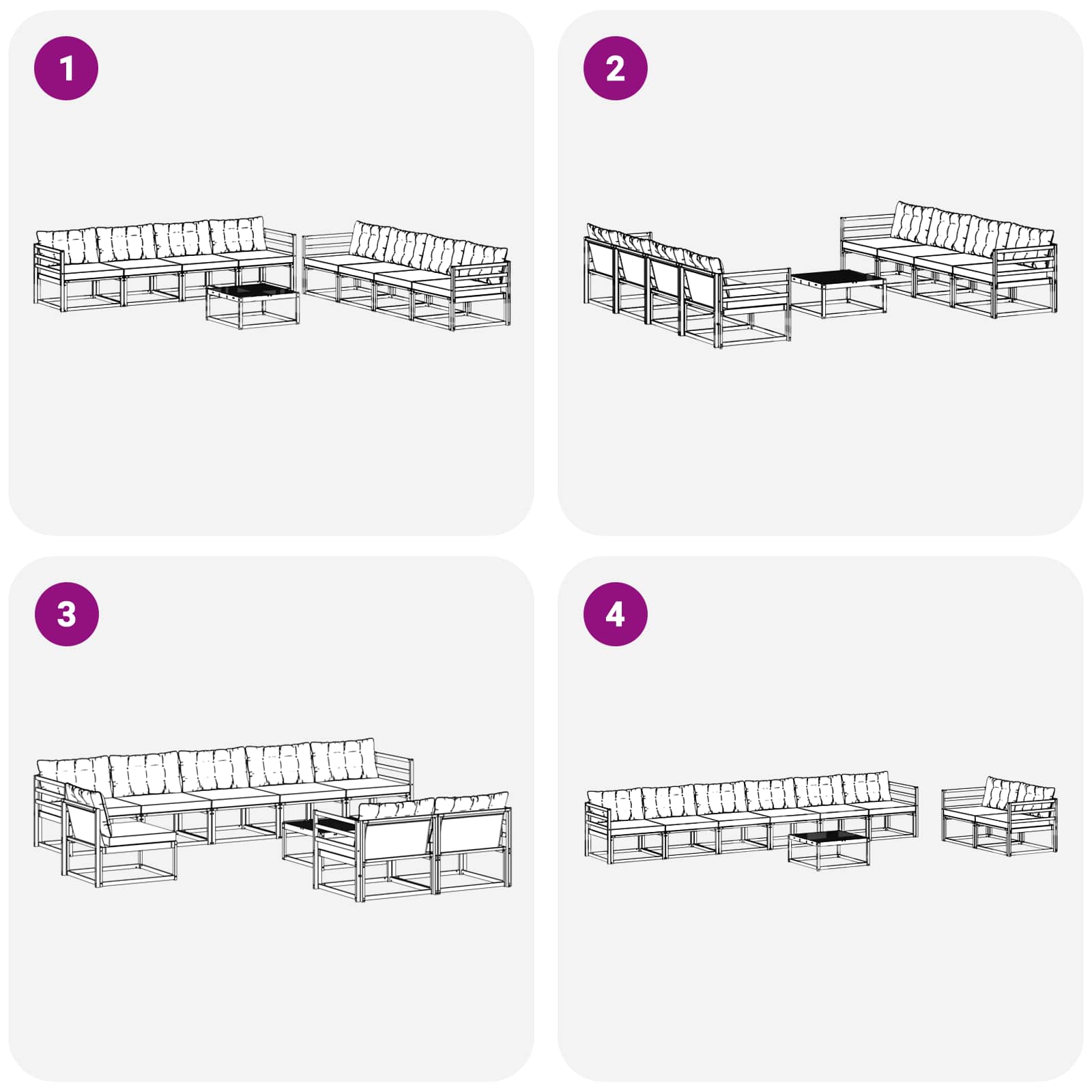 Set vanjskih sofa 9 pcs Bijela i svjetlosiva 79 x 79 x 37 cm