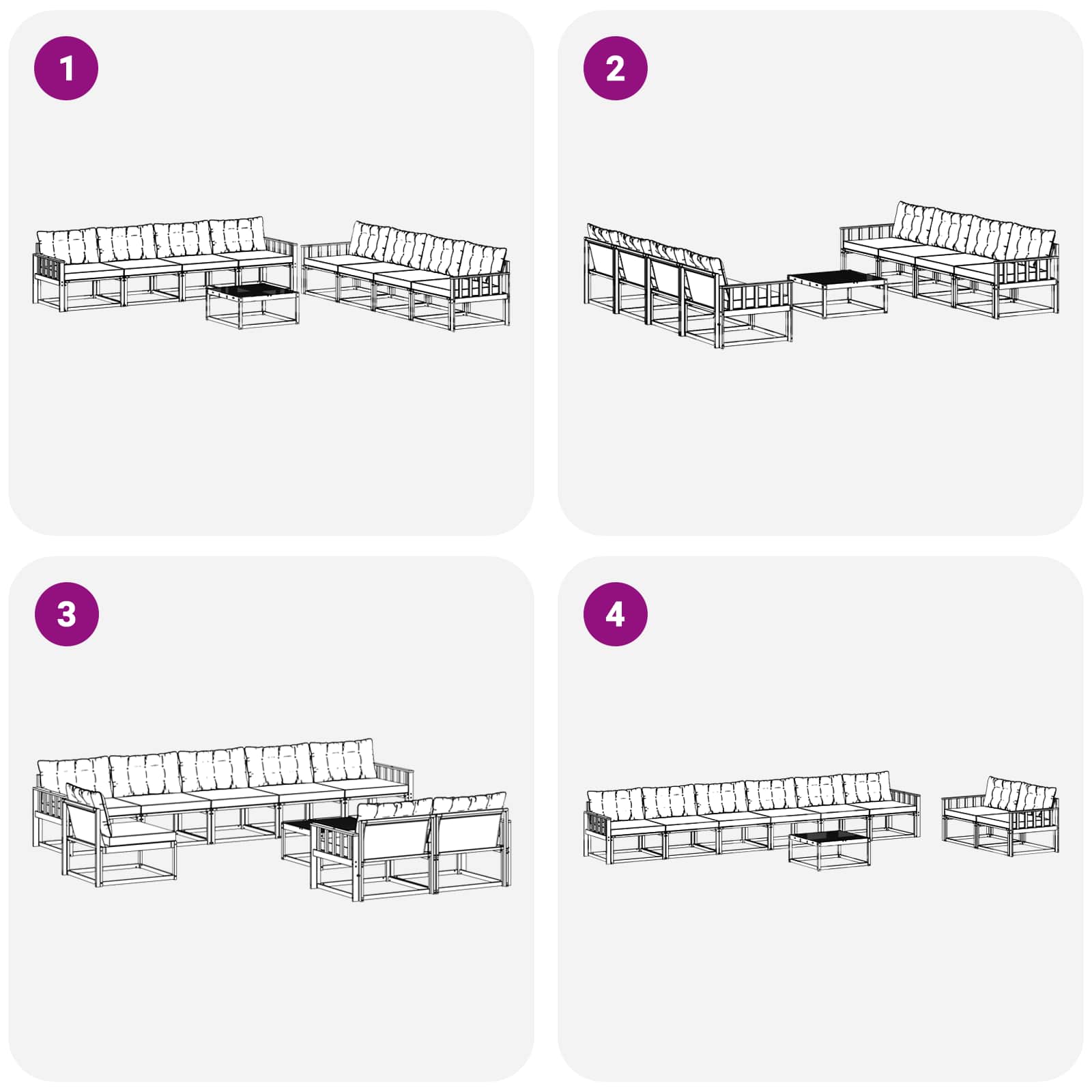 Set vanjskih sofa 9 pcs Bijela i svjetlosiva 79 x 79 x 37 cm