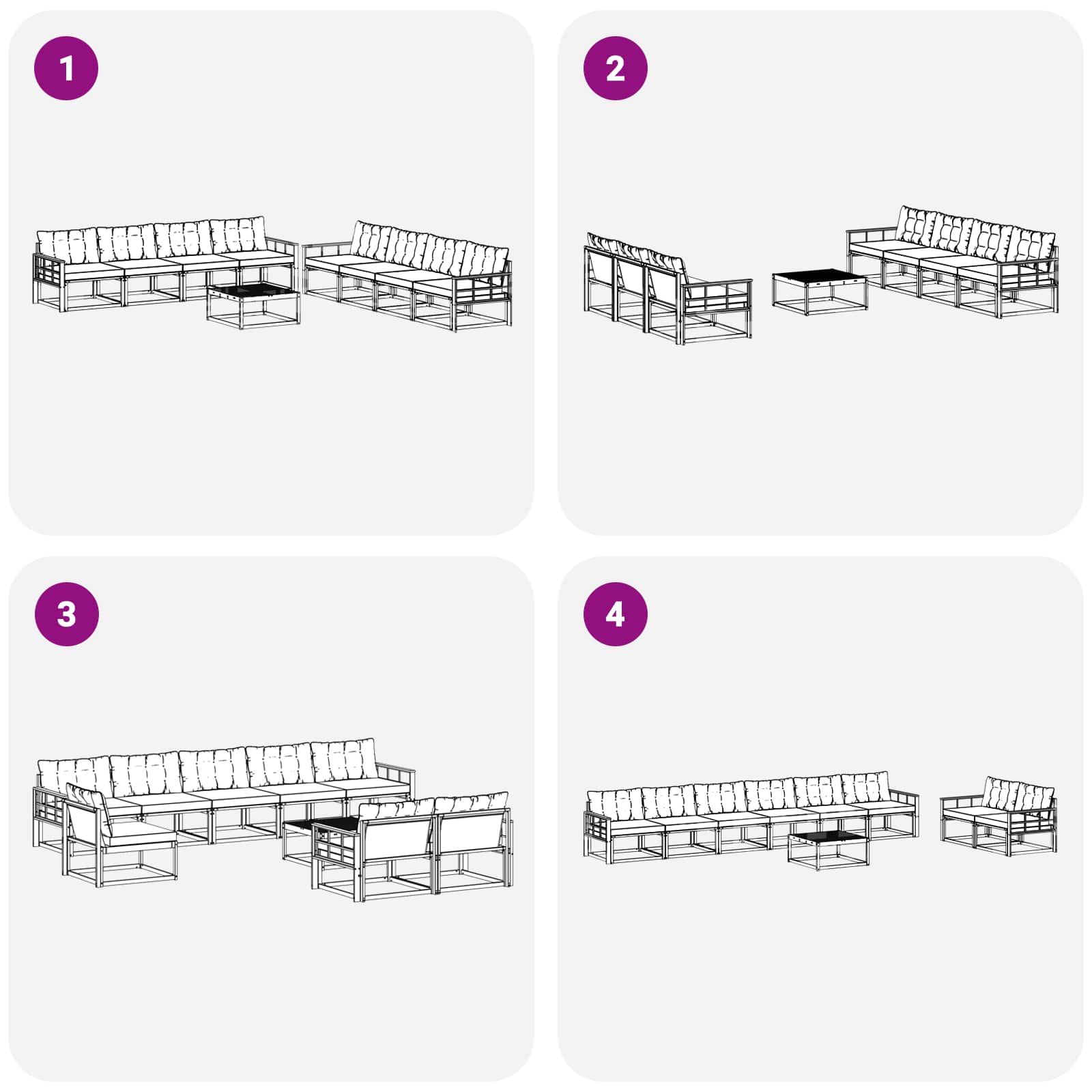 Set vanjskih sofa 9 pcs Bijela i svjetlosiva 79 x 79 x 37 cm