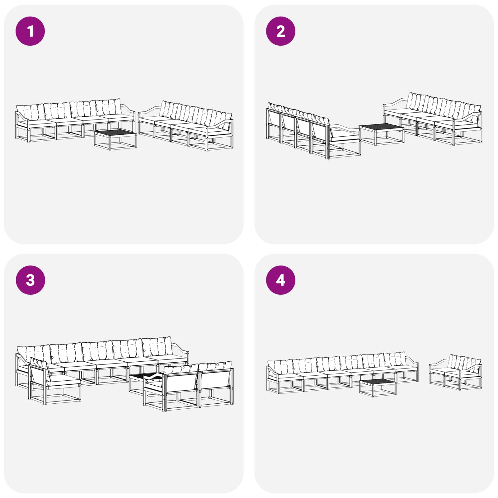 Set vanjskih sofa 9 pcs Bijela i svjetlosiva 79 x 79 x 37 cm