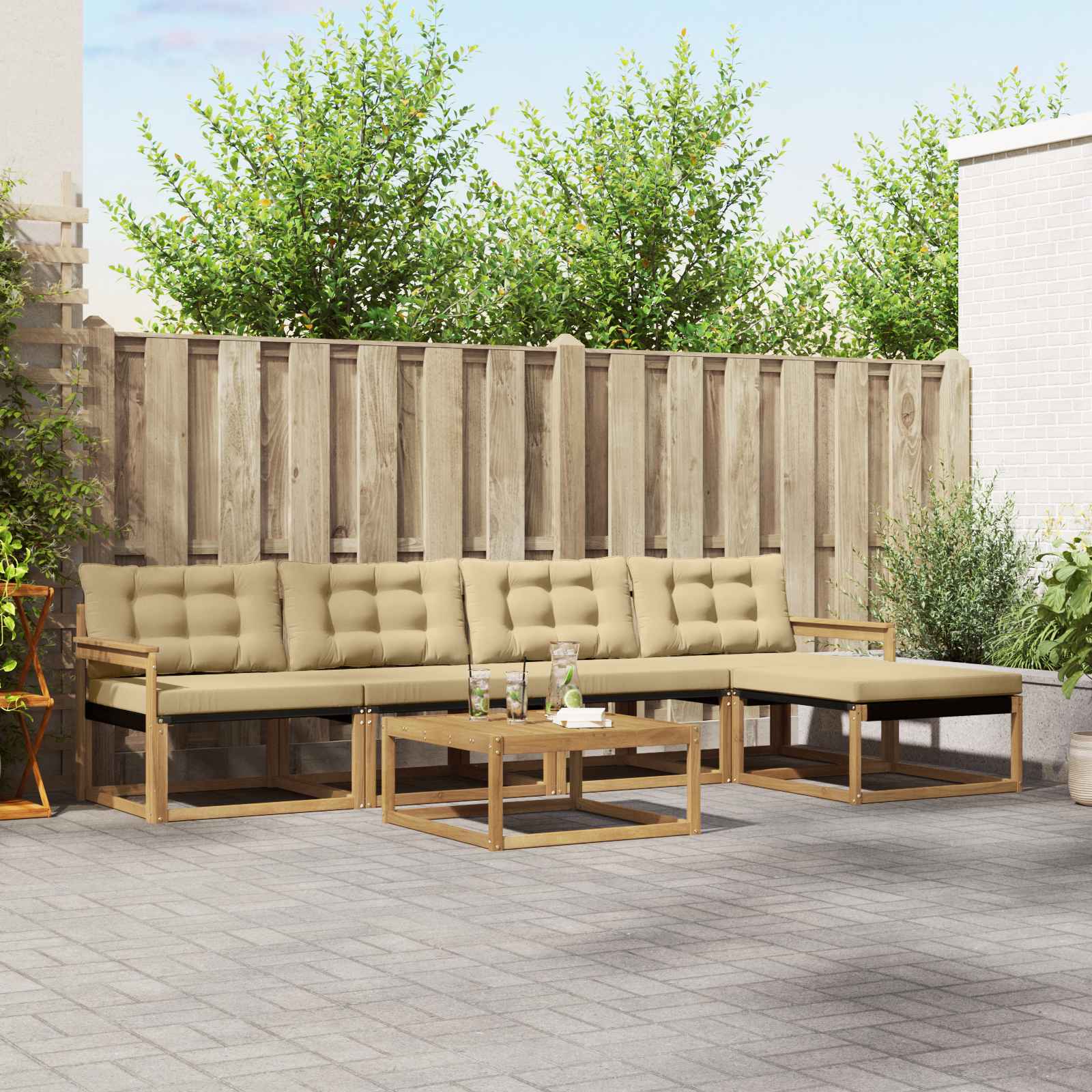 Set vanjskih sofa 6 pcs Bijela i bež