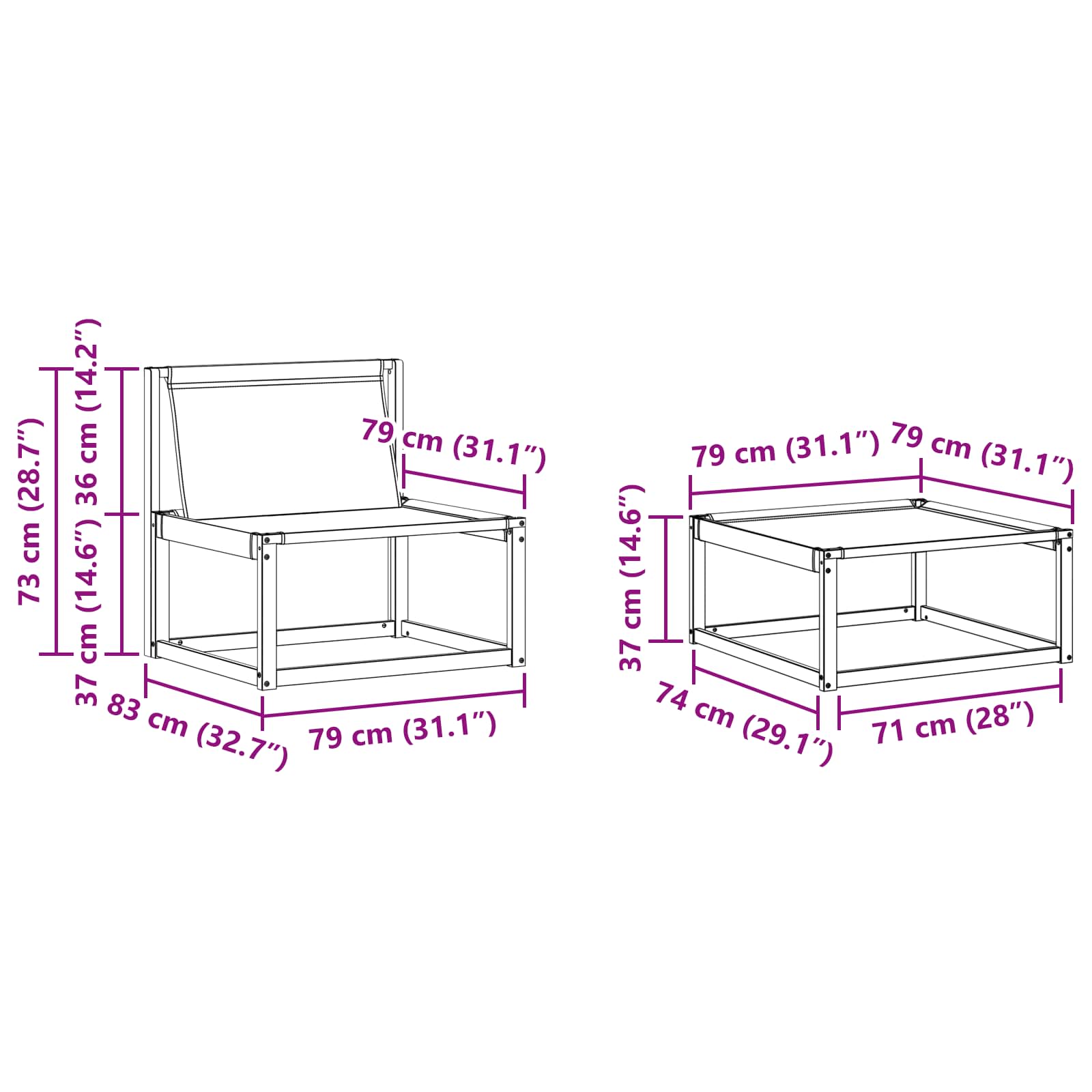 Set vanjskih sofa 6 pcs Bijela i bež