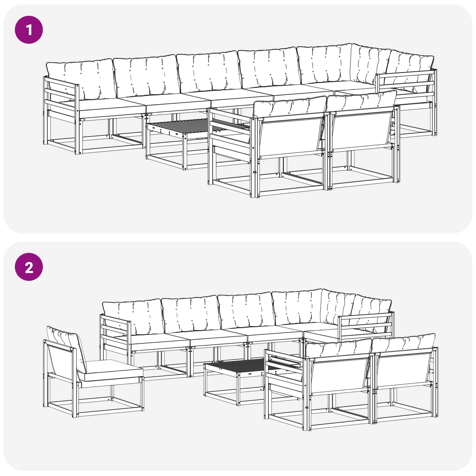 Set vanjskih sofa 9 pcs Bijela i svjetlosiva 79 x 79 x 37 cm