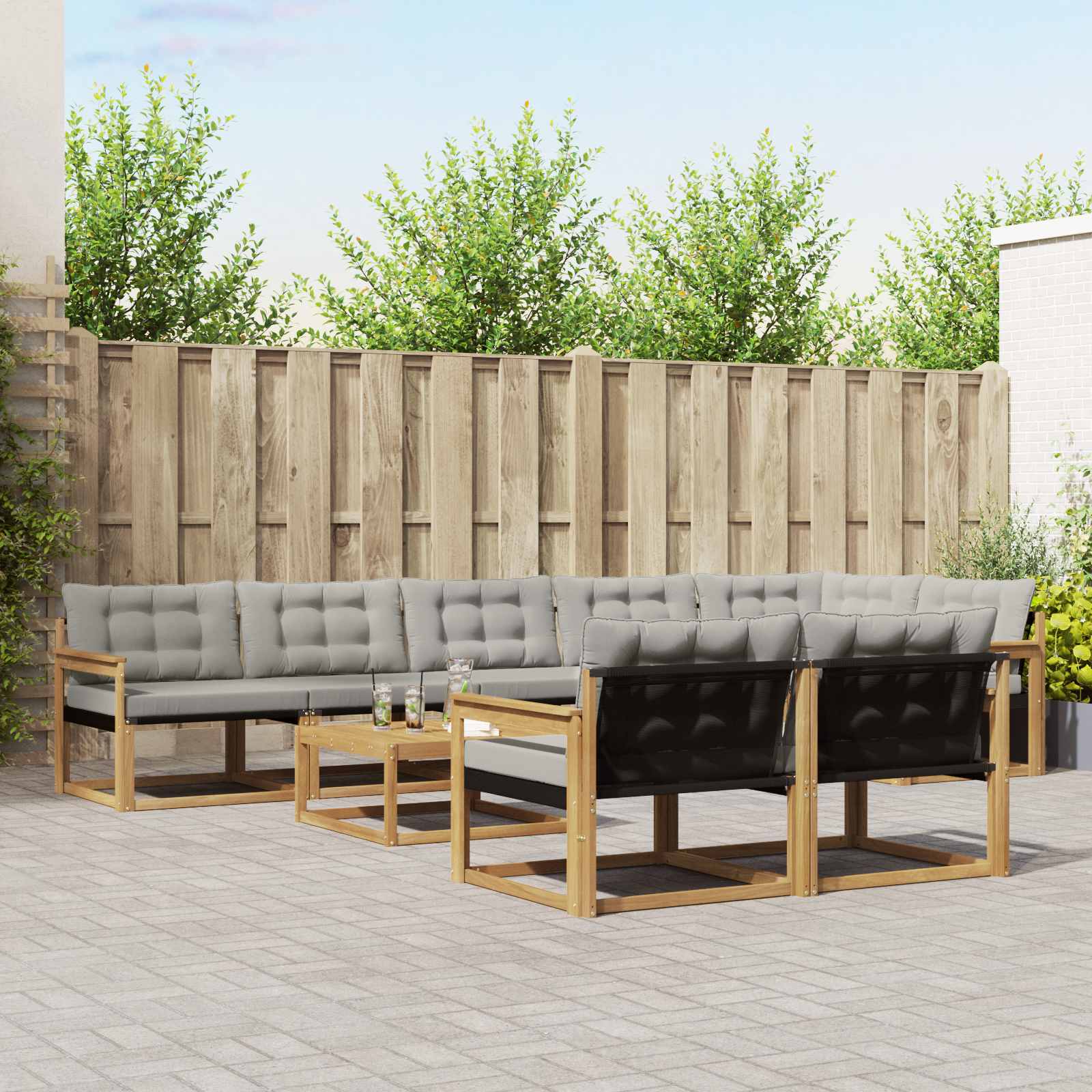 Set vanjskih sofa 9 pcs Bijela i svjetlosiva 79 x 79 x 37 cm