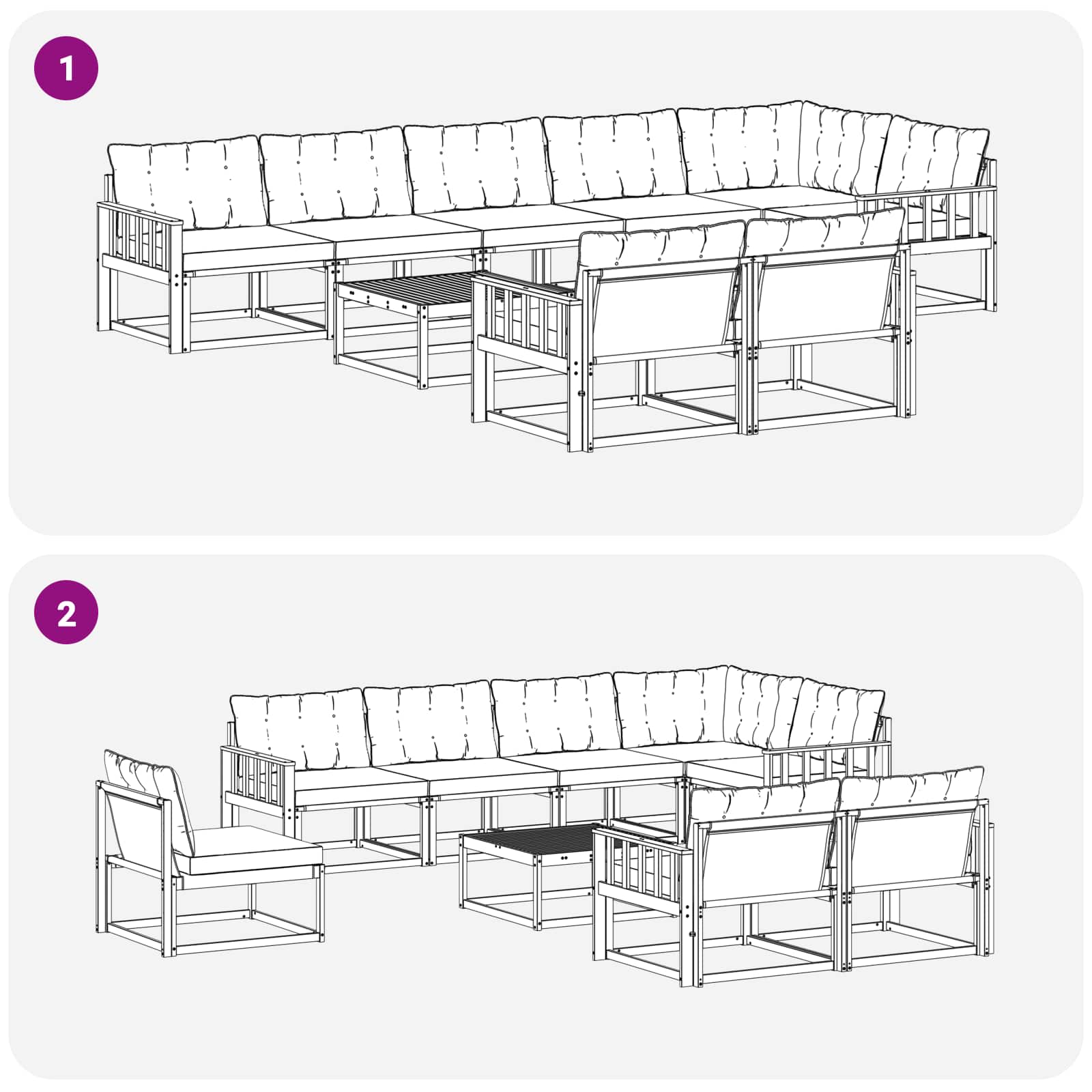 Set vanjskih sofa 9 pcs Bijela i svjetlosiva 79 x 79 x 37 cm