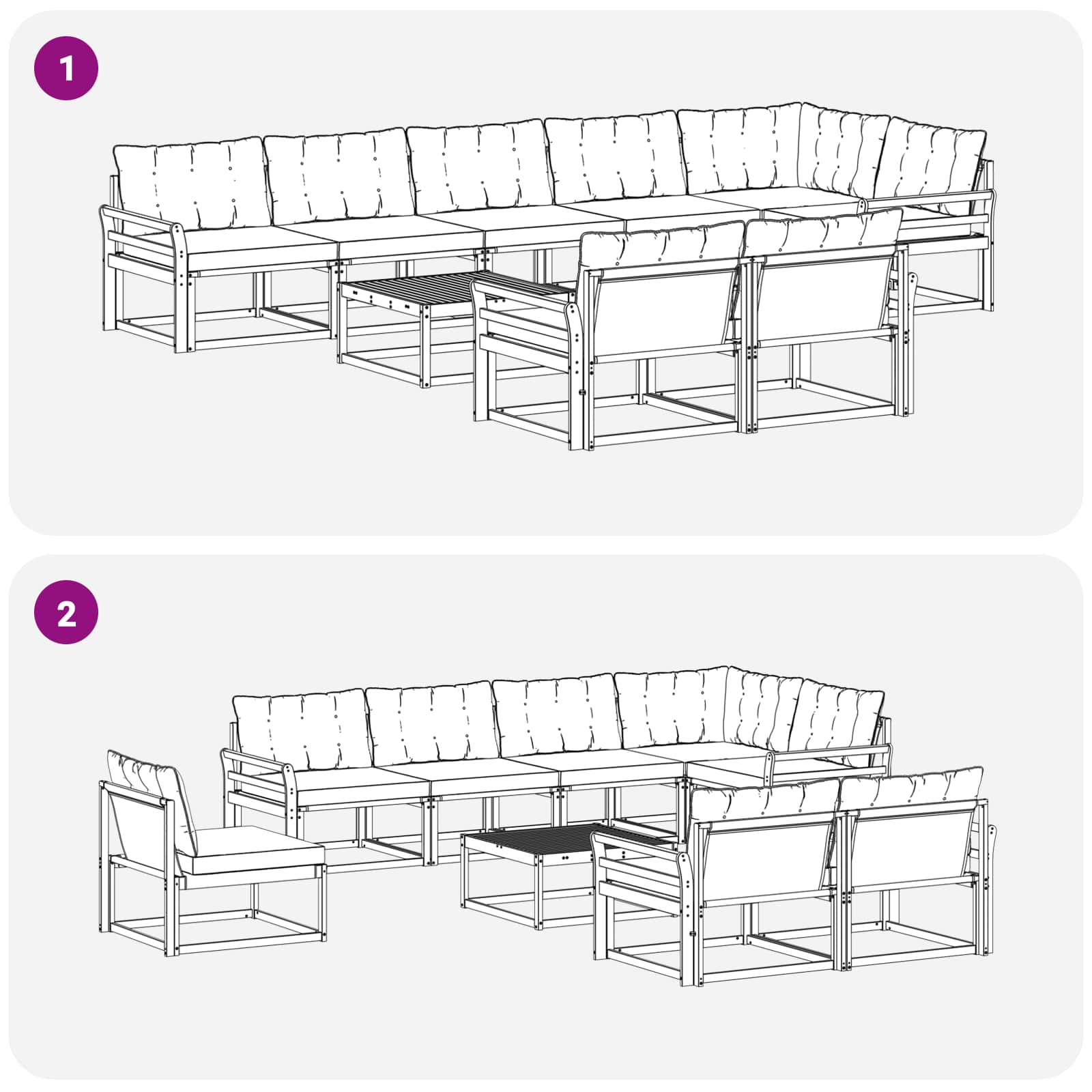 Set vanjskih sofa 9 pcs Bijela i svjetlosiva 79 x 79 x 37 cm