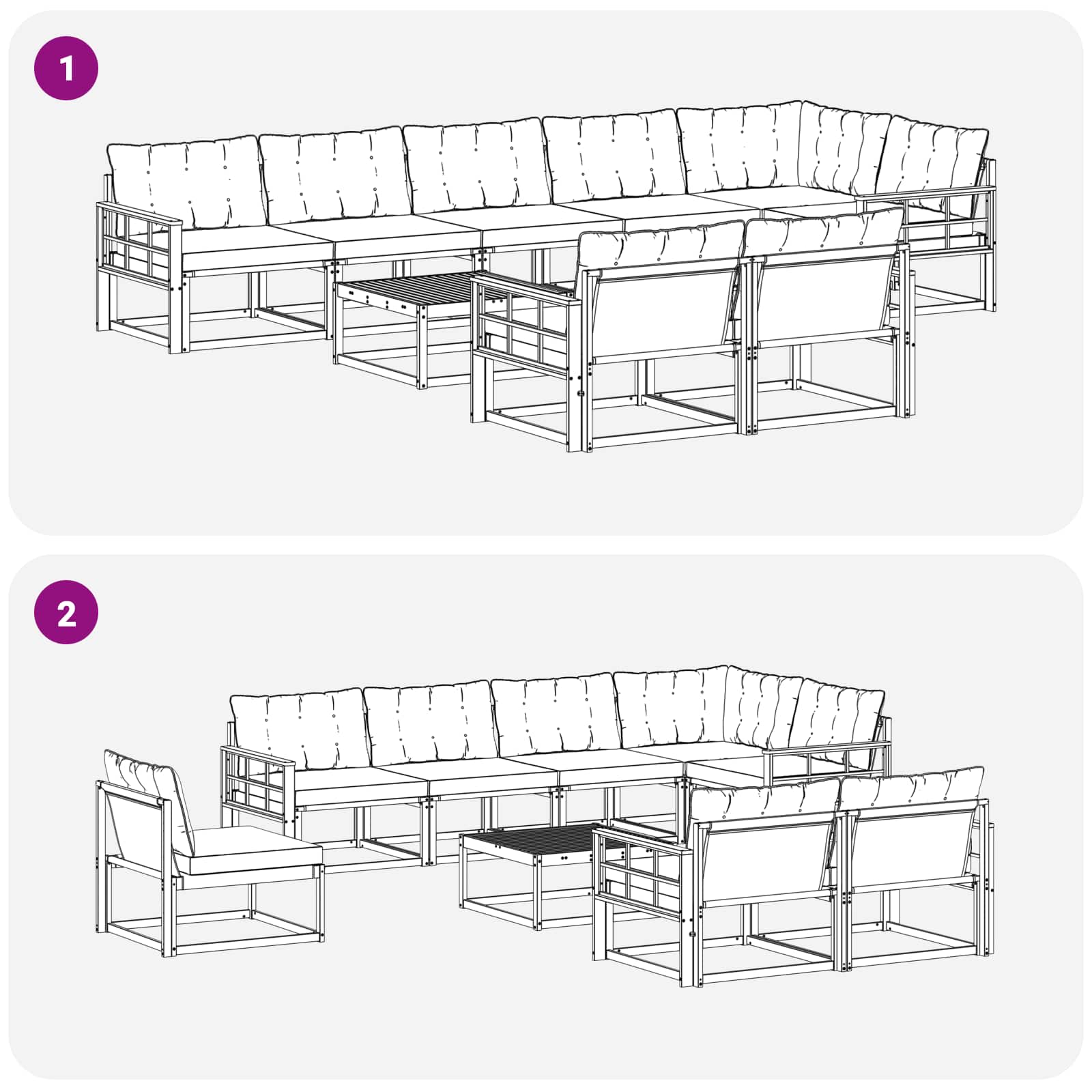 Set vanjskih sofa 9 pcs Bijela i svjetlosiva 79 x 79 x 37 cm