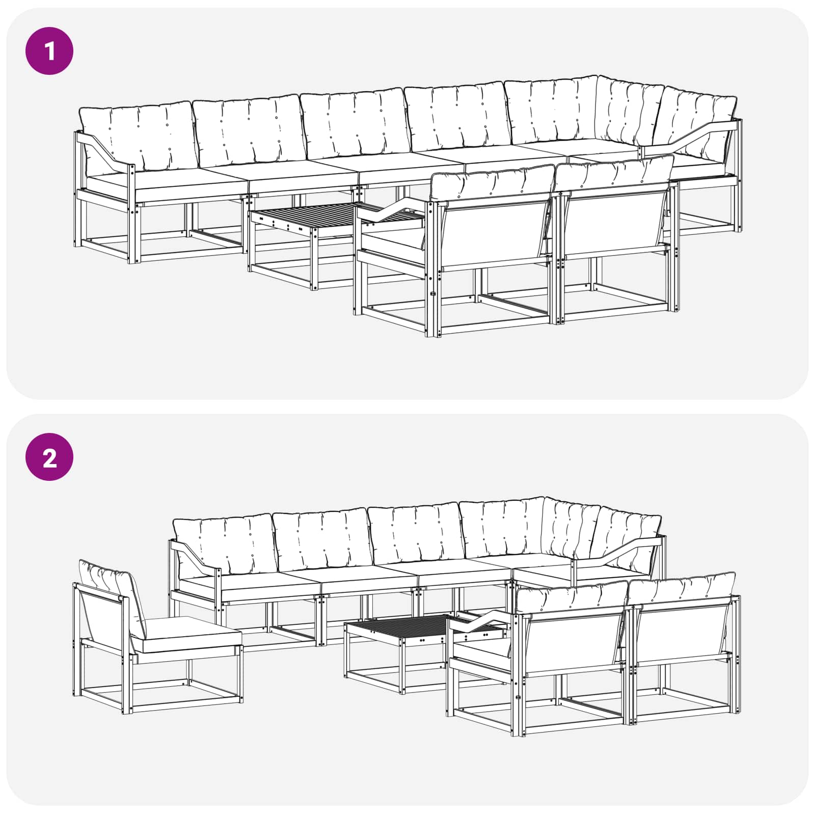Set vanjskih sofa 9 pcs Bijela i svjetlosiva 79 x 79 x 37 cm