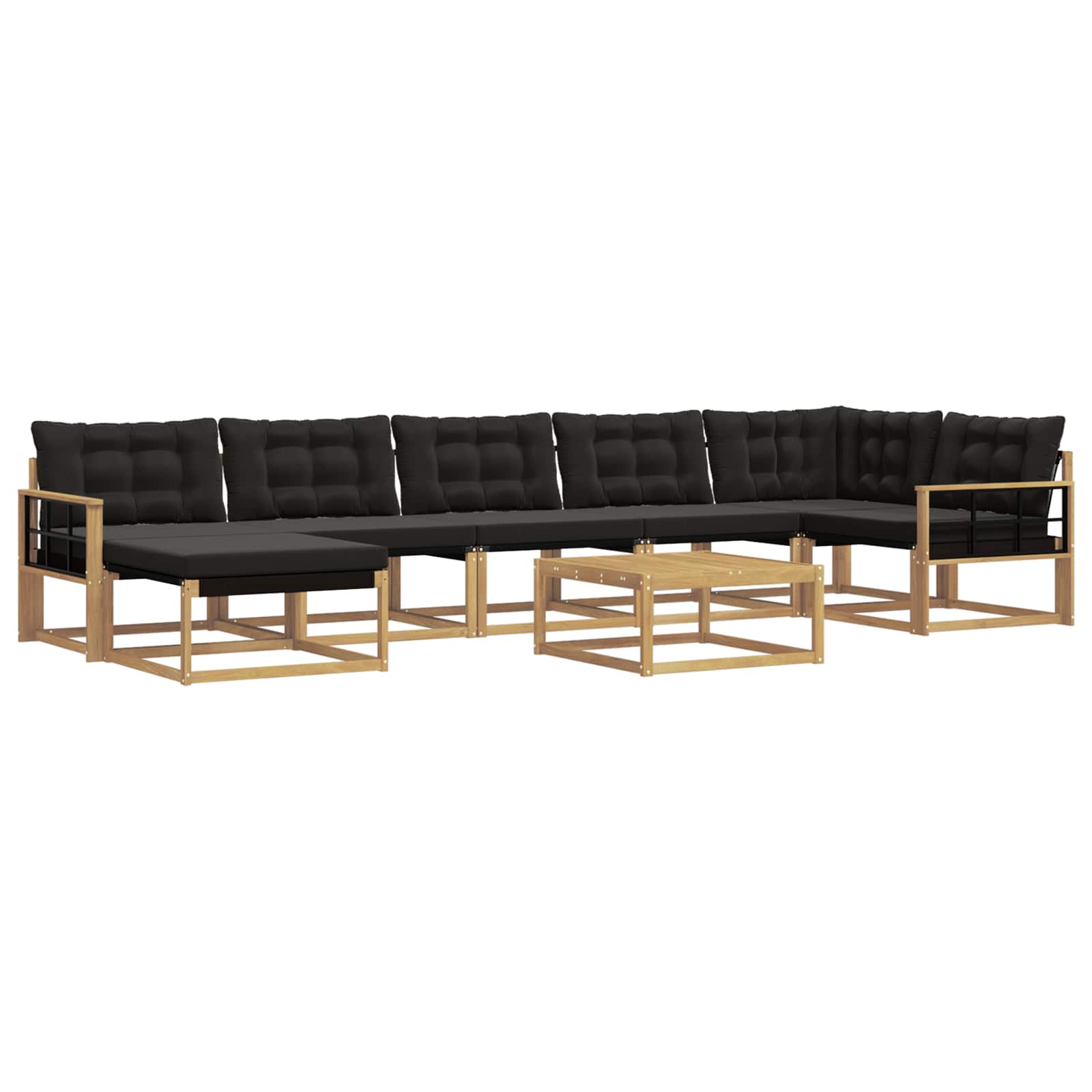 Set vanjskih sofa 8 pcs Bijela i crna Čvrsto drvo akacije
