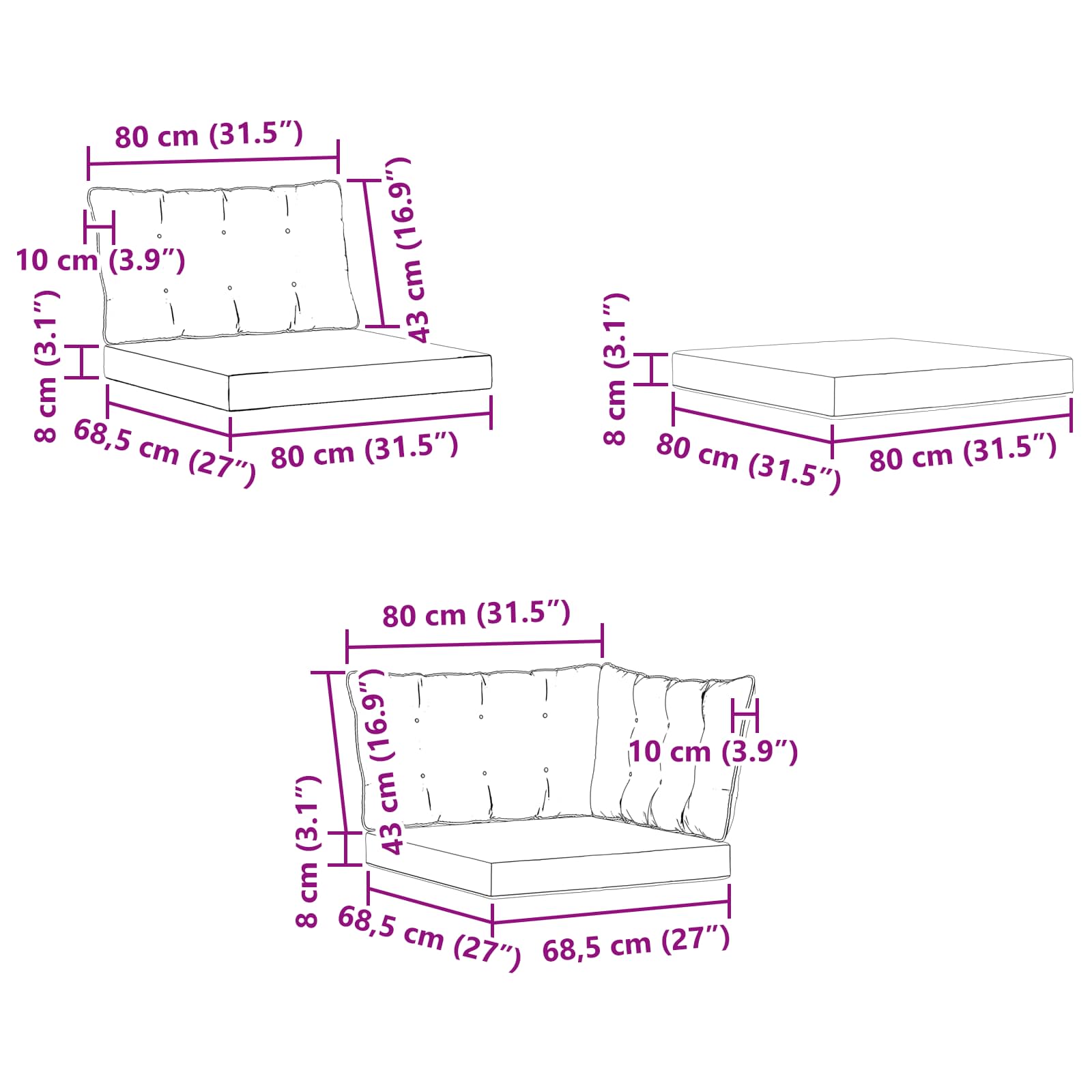 Set vanjskih sofa 8 pcs Bijela i svjetlosiva 408 x 250 x 73 cm