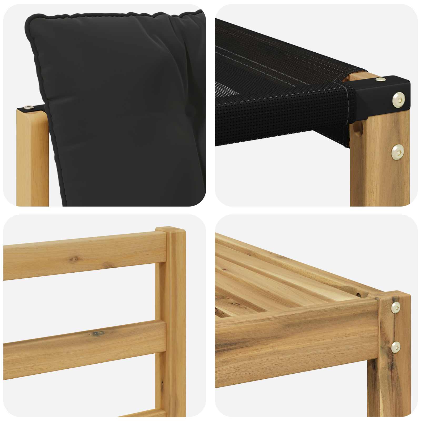 Set vanjskih sofa 9 pcs Bijela i crna Čvrsto drvo akacije