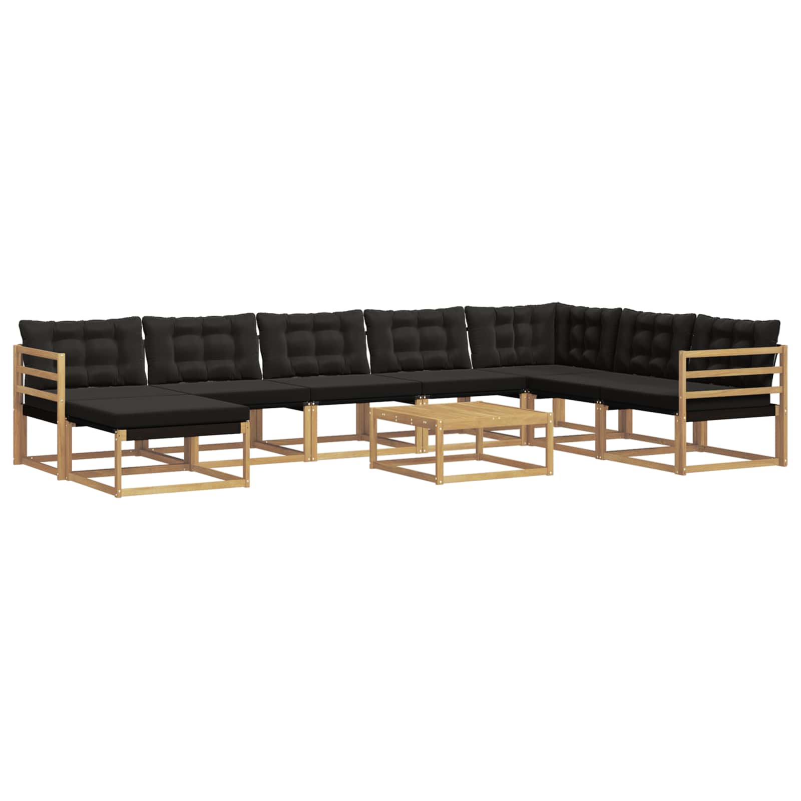 Set vanjskih sofa 9 pcs Bijela i crna Čvrsto drvo akacije