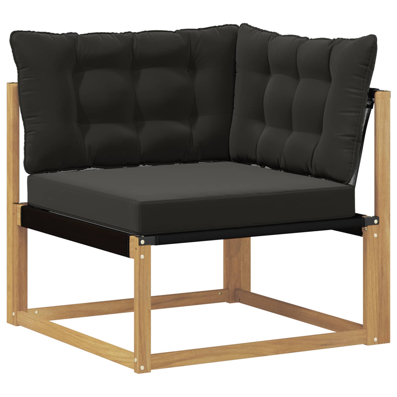 Set vanjskih sofa 9 pcs Bijela i crna Čvrsto drvo akacije
