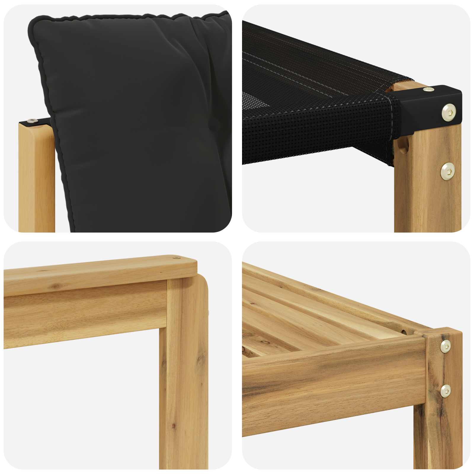 Set vanjskih sofa 9 pcs Bijela i crna Čvrsto drvo akacije