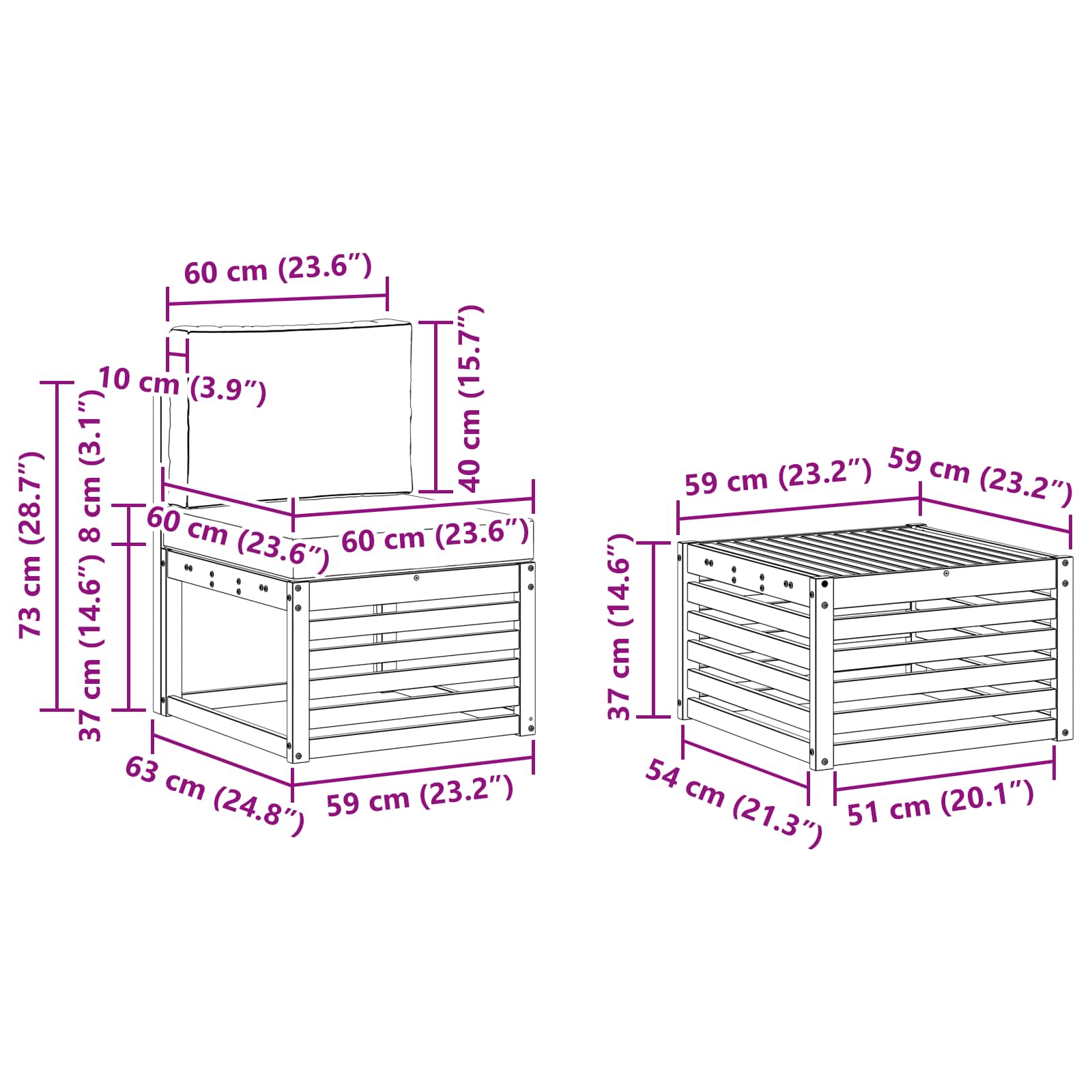 Set vanjskih sofa 9 pcs Bijela i krem 59 x 59 x 37 cm Poliester