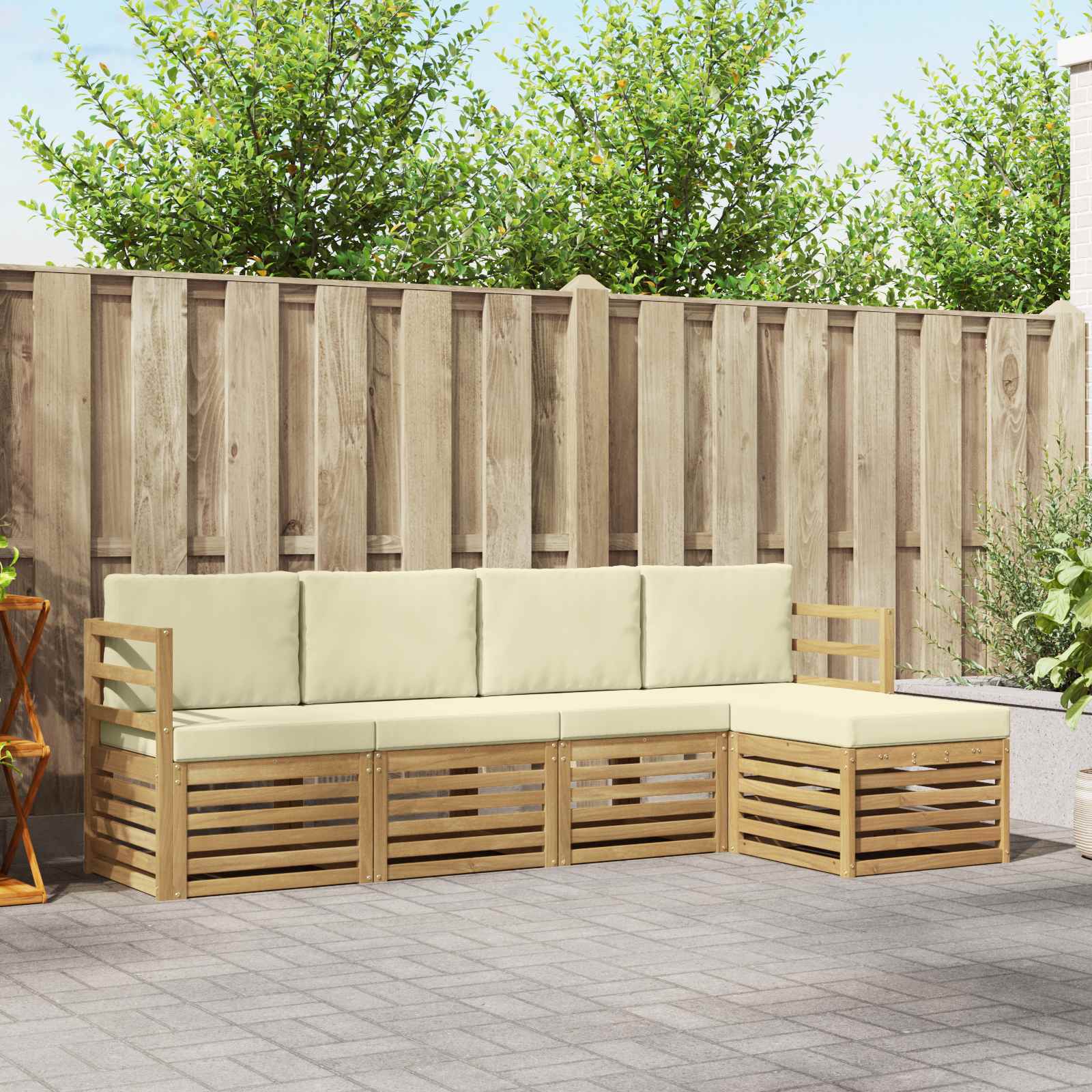 Set vanjskih sofa 5 pcs Bijela i krem 245 x 122,5 x 73 cm