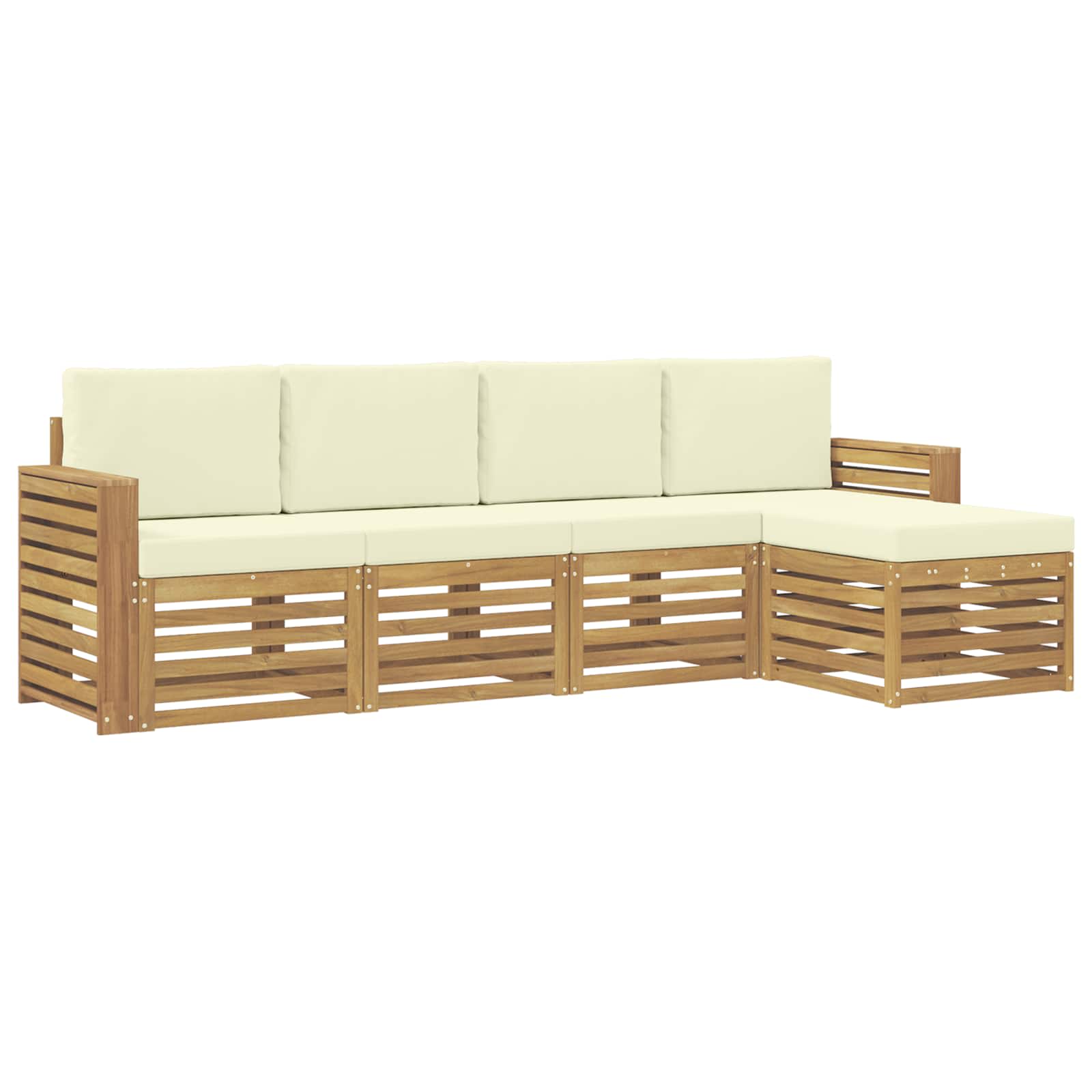 Set vanjskih sofa 5 pcs Bijela i krem 257 x 122,5 x 73 cm